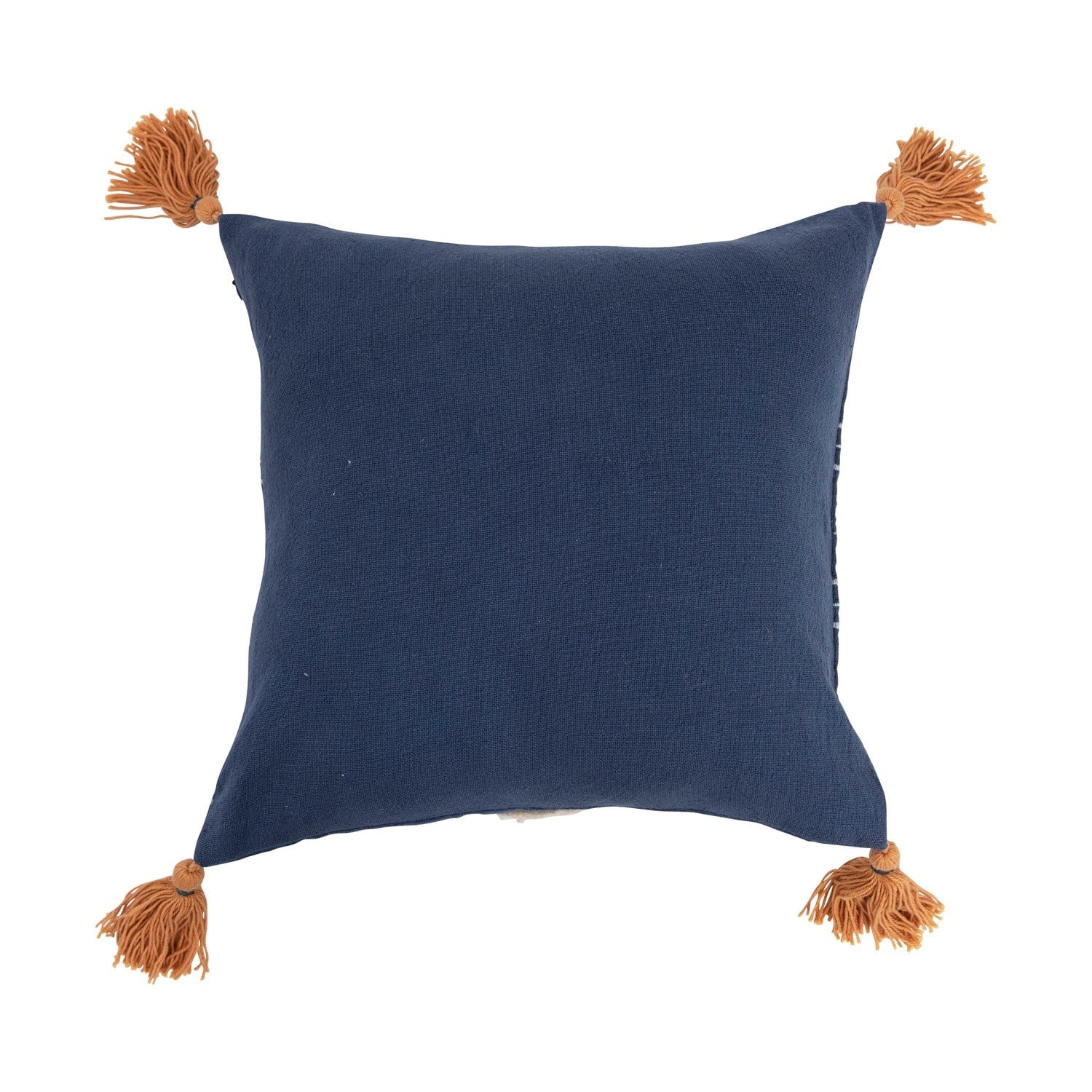 Cotton Embroidered and Tufted Pillow with Tassels