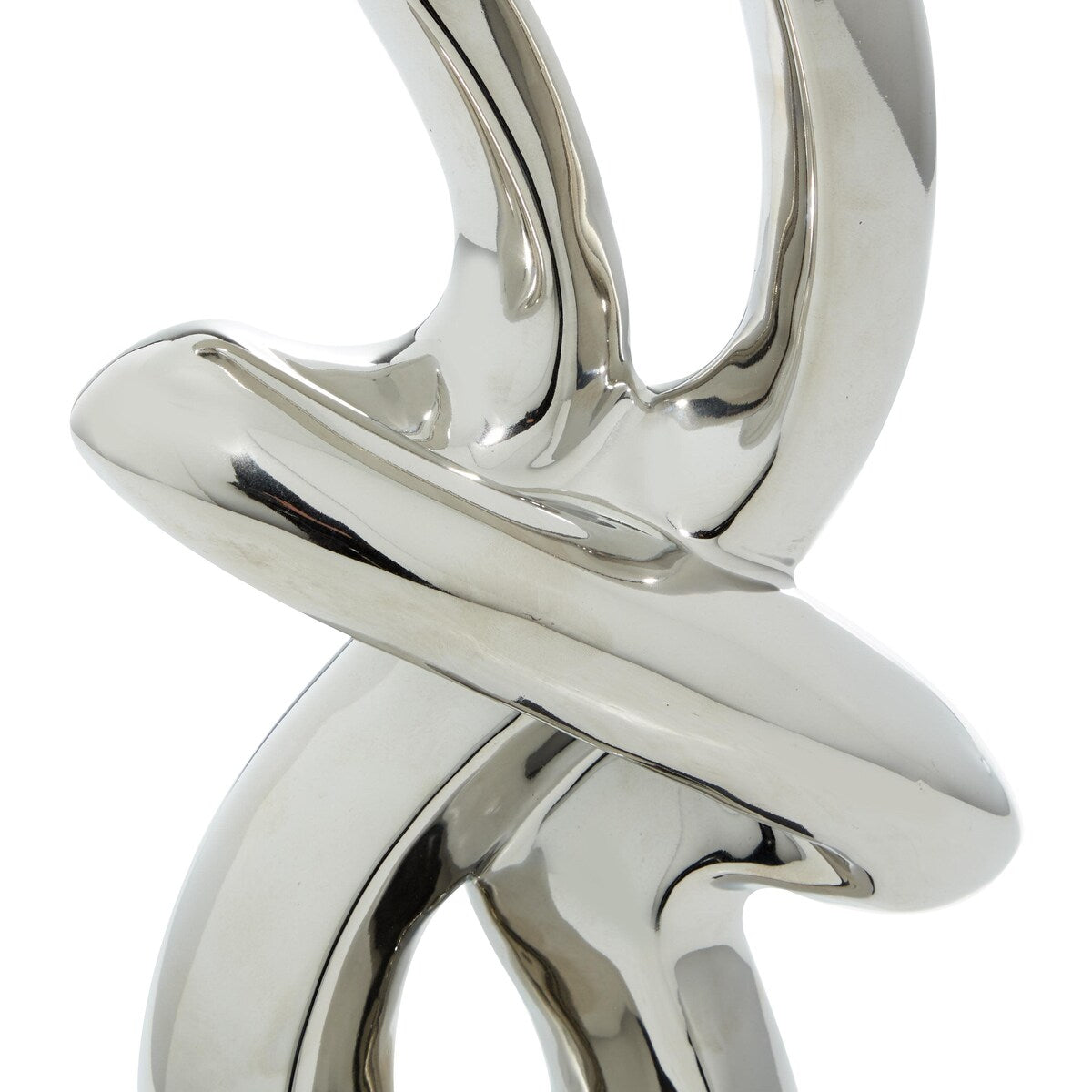 Ceramic Abstract Swirl Decorative Sculpture with Black Base - Silver - Roche River Decor