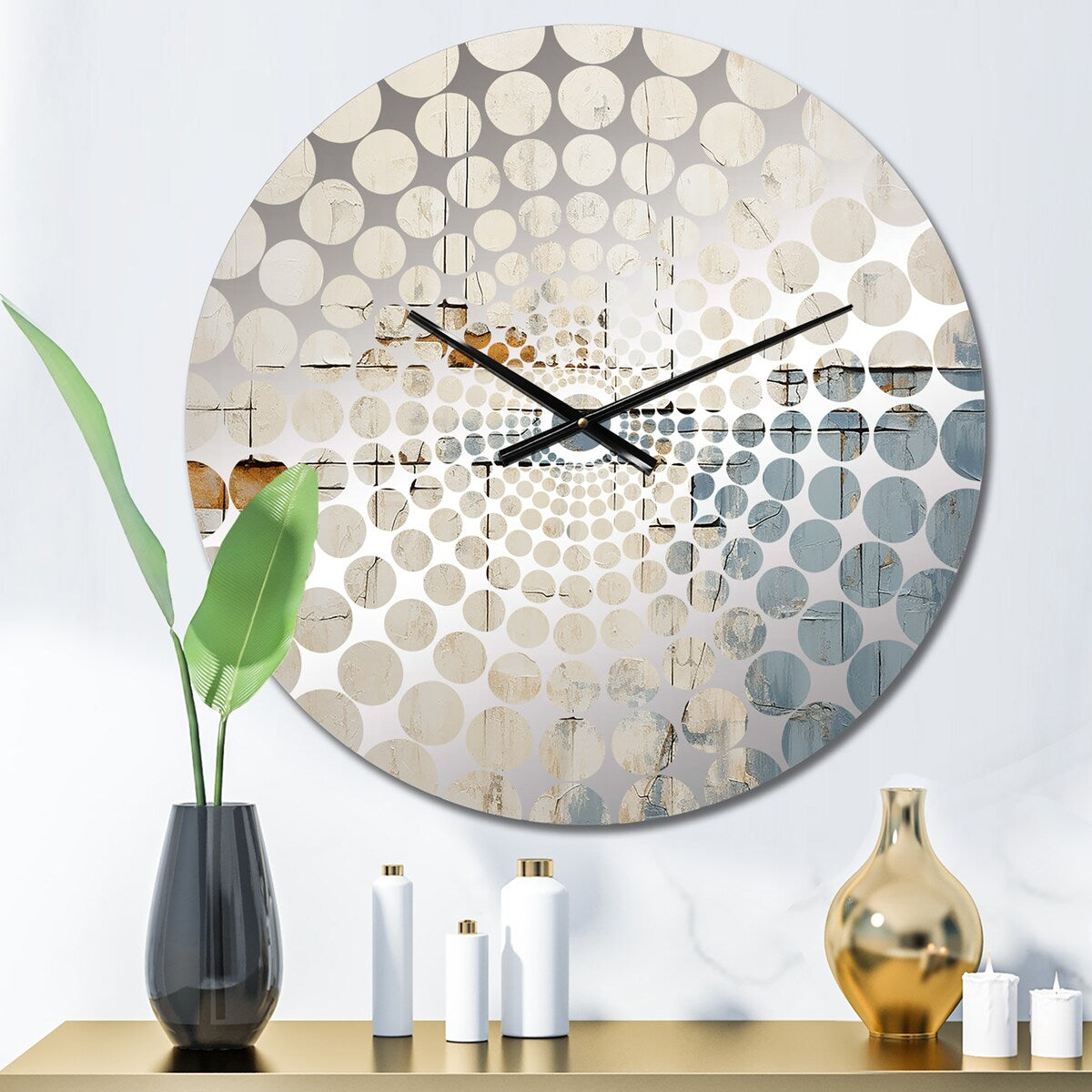 Designart Abstract Blue Beige Road Collage Blue Abstract Collages Clocks Modern Oversized Wall Clocks For Bedroom