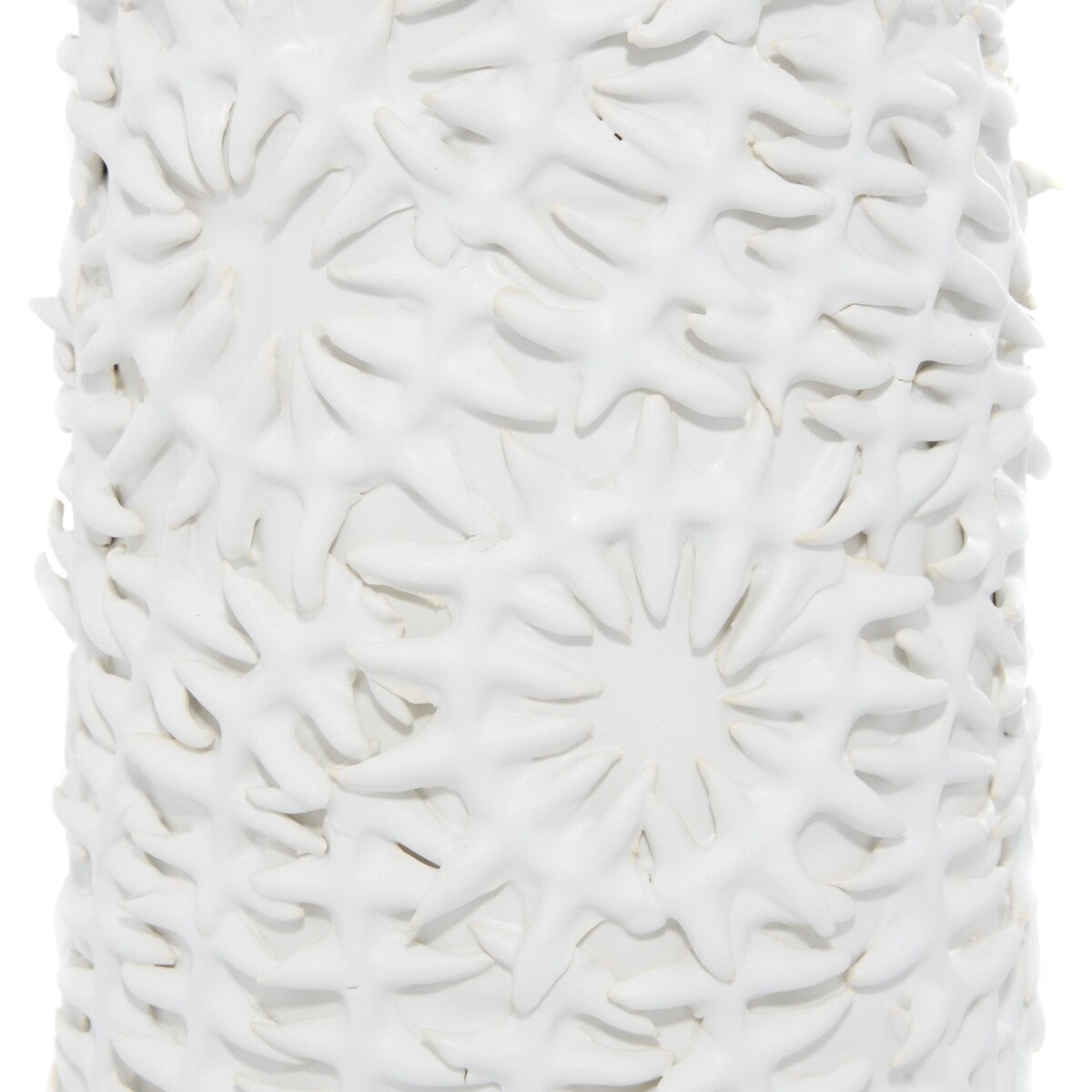 Ceramic Leaf Embossed Decorative Vase - White - Roche River Decor