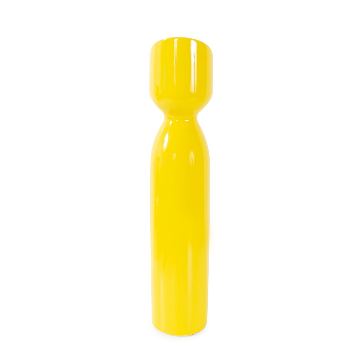 Allan Andrews Contemporary Glossy Yellow Slanted Top Ceramic Vase