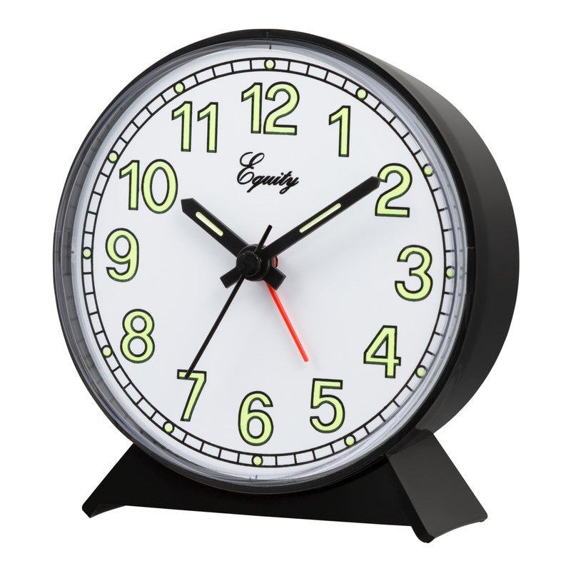 Equity by La Crosse 14077 Black Battery-Operated Analog Alarm Clock