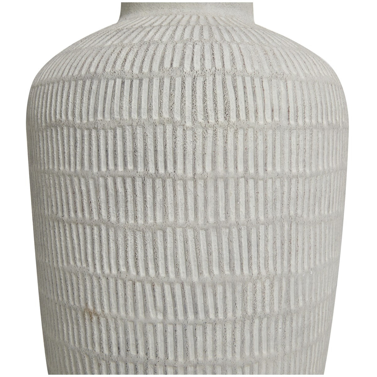 Ceramic Textured Decorative Vase with Linear Pattern - Cream - Roche River Decor