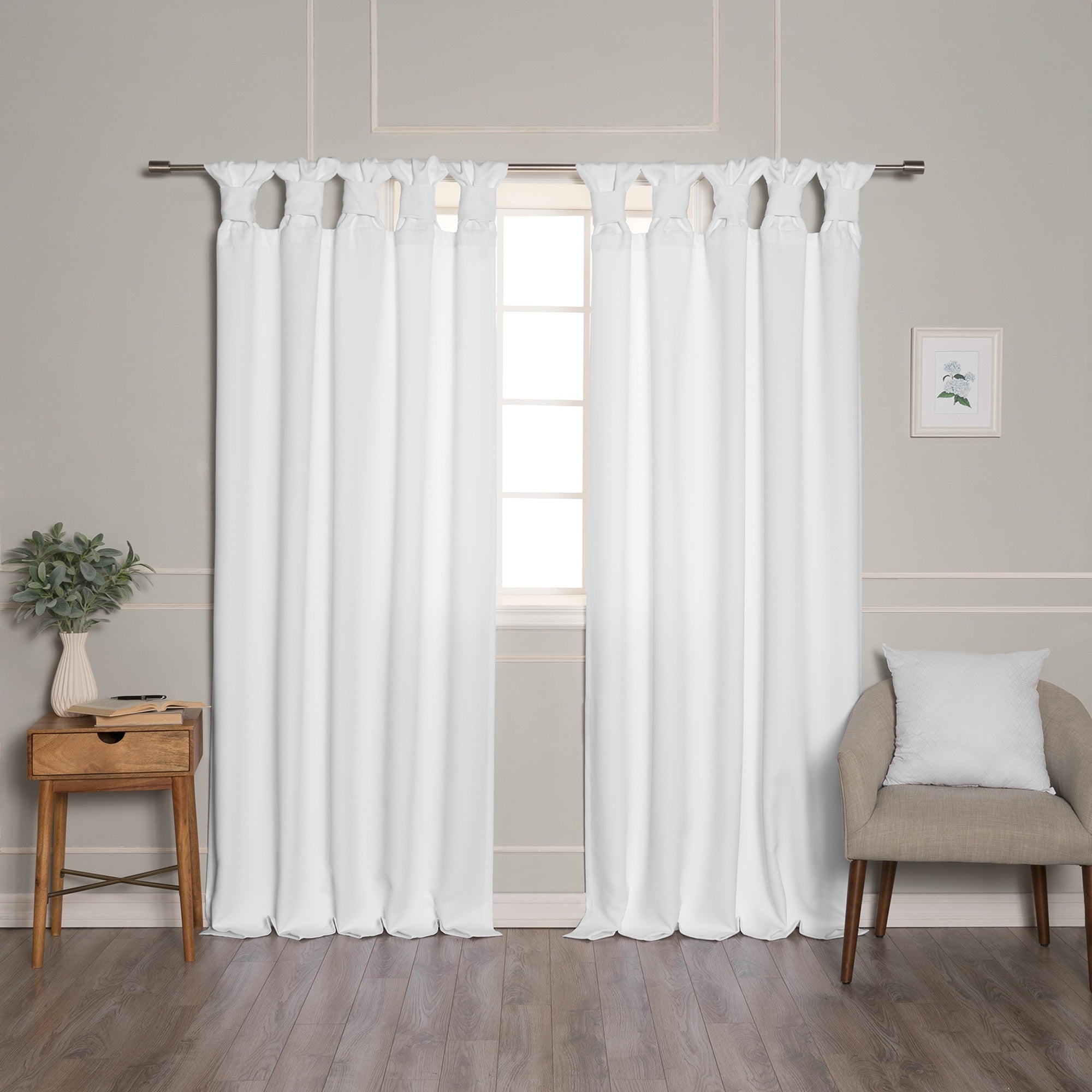 Aurora Home Thermal Insulated Blackout Knotted Tab Curtains