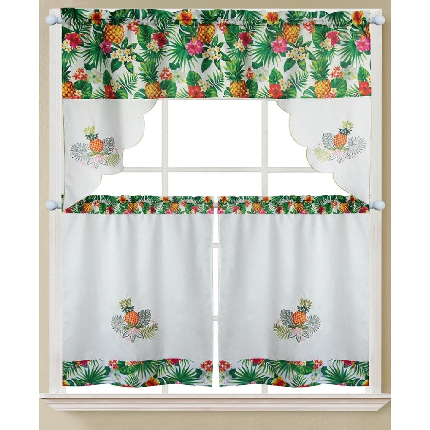 Lemon Fern Sunflower Tropical Tea Urban Kitchen Curtain Sets with Valance & Tiers