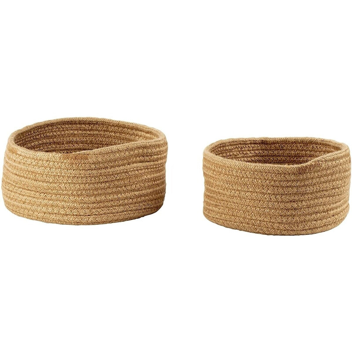 2Pcs Woven Storage Baskets Collapsible Rope Bins