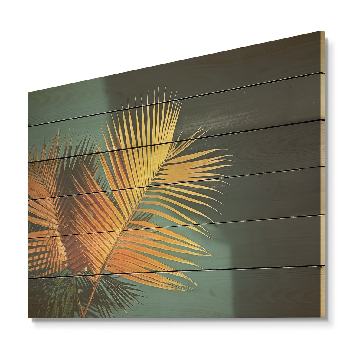 Designart Yellow Palm Trees Bouquet Still Life Palms & Palm Trees Wall Art Yellow Wood Panel On Natural Pine Wood