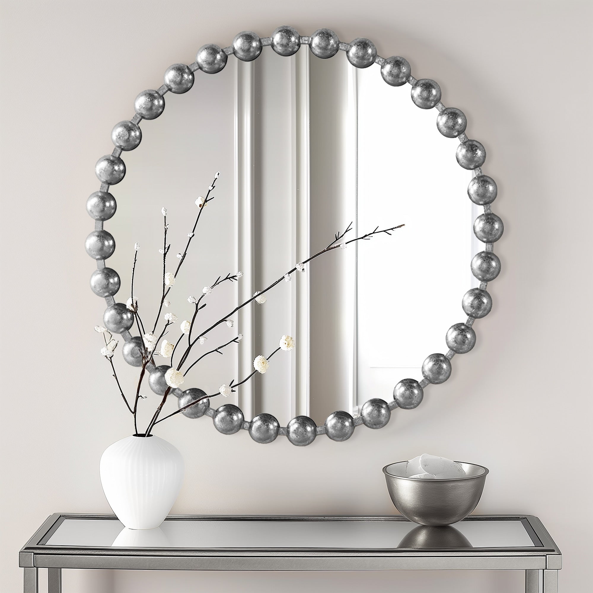Madison Park Signature Marlowe Beaded Round Wall Mirror
