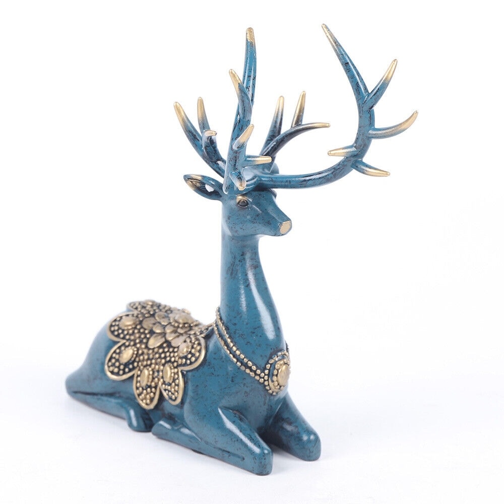 Blue Deer Figurine Home Decor Resin Sculpture Decorative Gifts