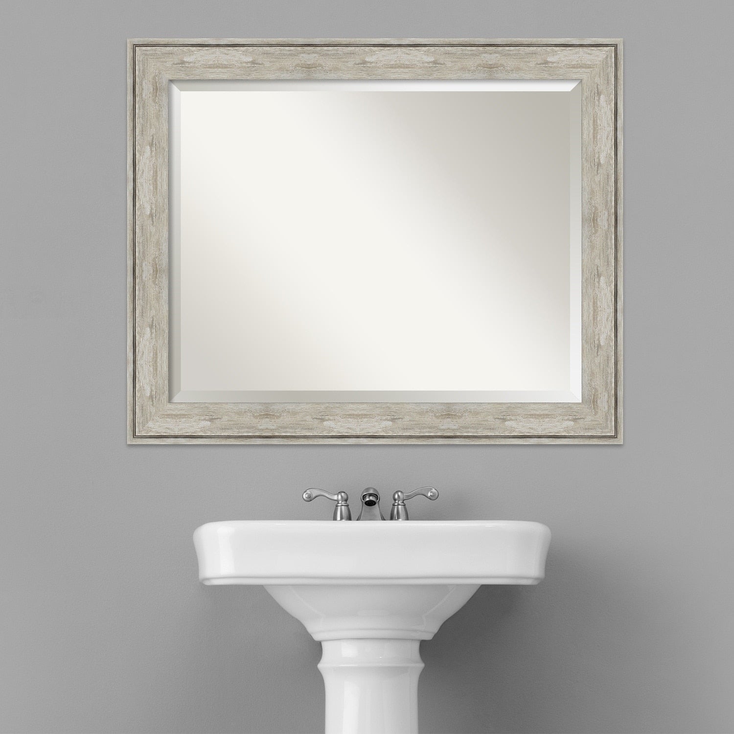 Beveled Bathroom Wall Mirror - Crackled Metallic Frame