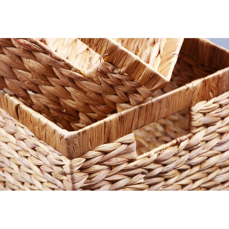 Water Hyacinth Rattan Nesting Storage Baskets 2-Pack - 14.5L x 10.5W x7.5H