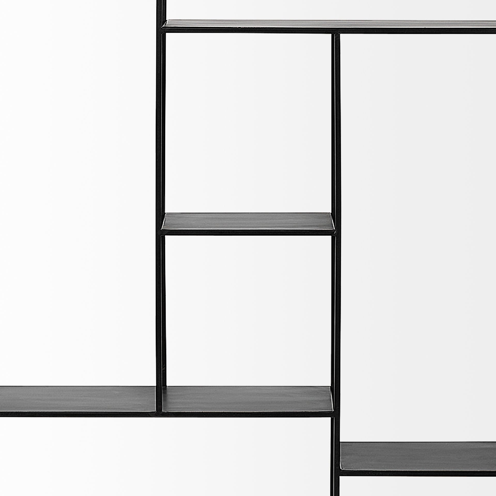 Meridius Black Metal Multi-Tier Wall Mounted Shelving Unit