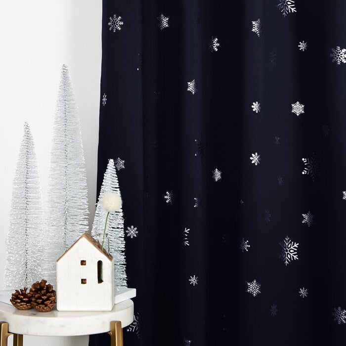 Aurora Home Silver Foil Snowflake Thermal Insulated Blackout Curtains