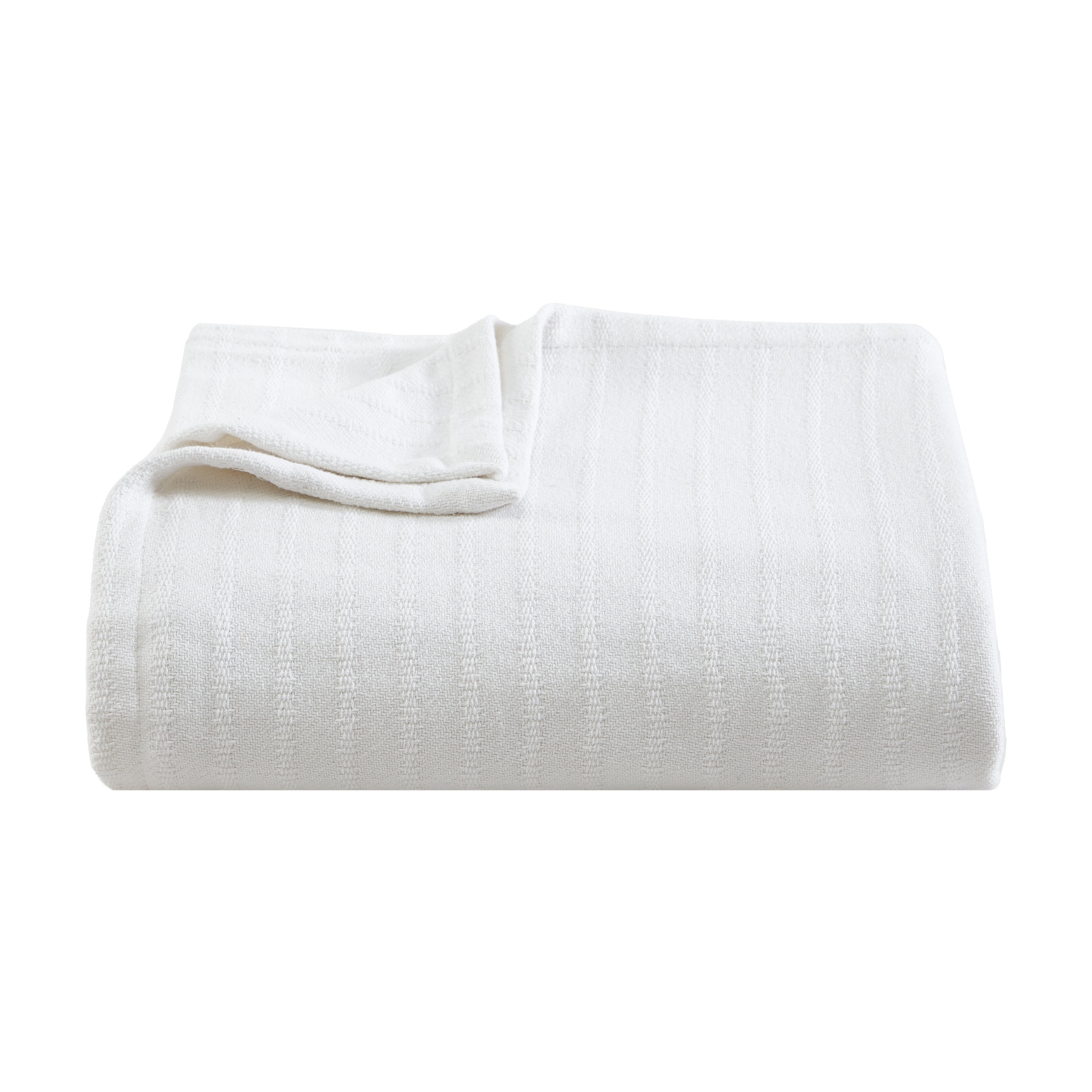 Vera Wang All Over Rib Cotton White Blanket