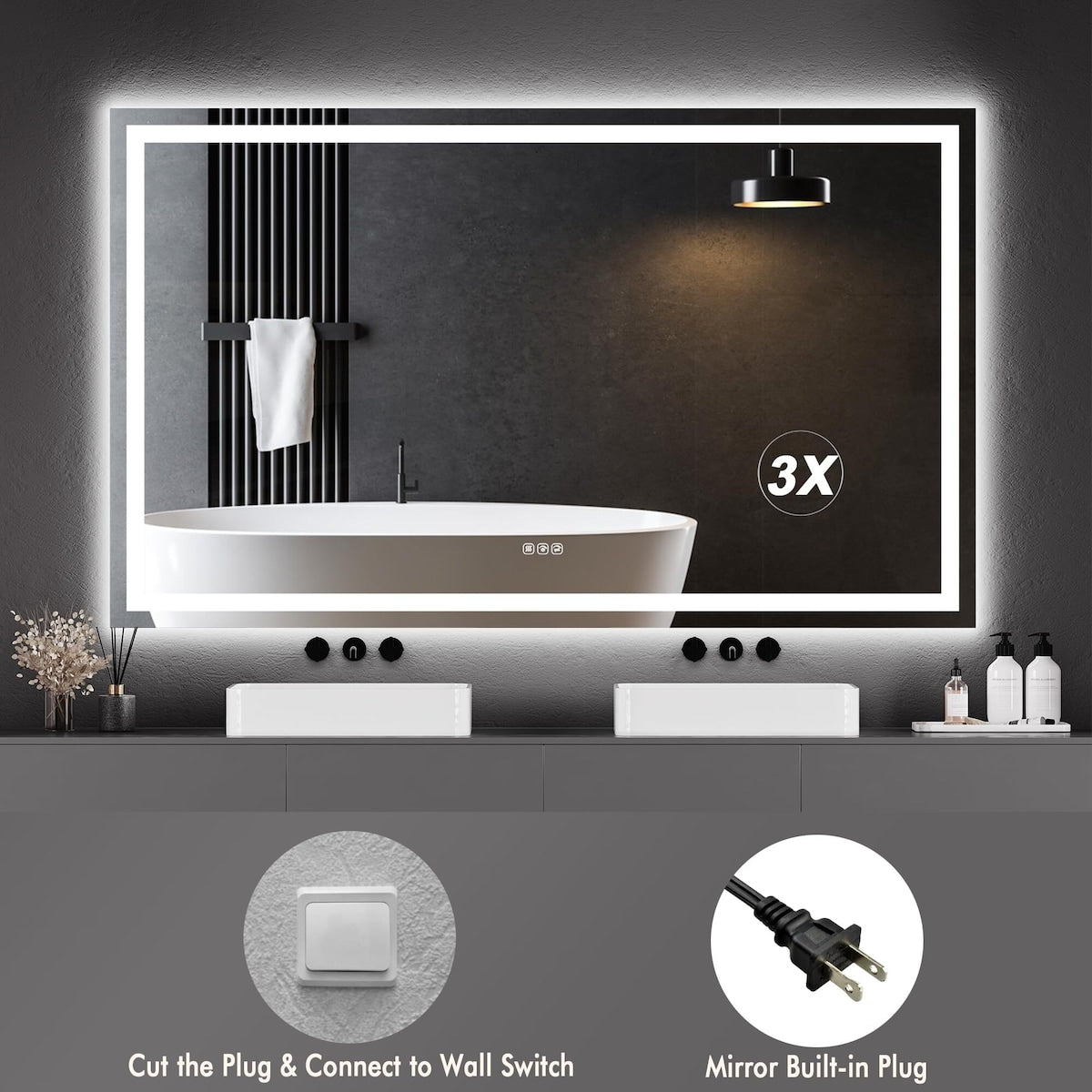 20x28 LED Bathroom Mirror with Lights