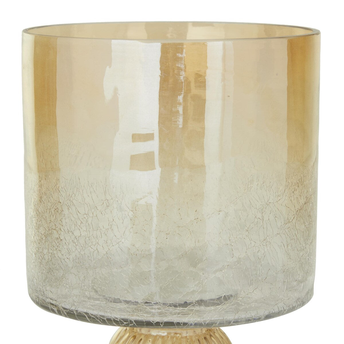 Glass Handmade Turned Style Pillar Hurricane Lamp with Smoked Glass Finish - Brass, Black, Gold, Brown - Roche River Decor