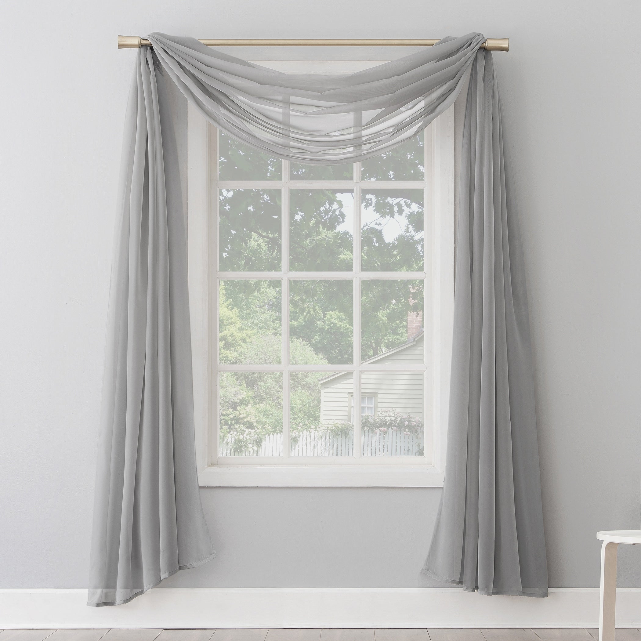 No. 918 Emily Voile Sheer Rod Pocket Window Curtain Scarf, Single Panel