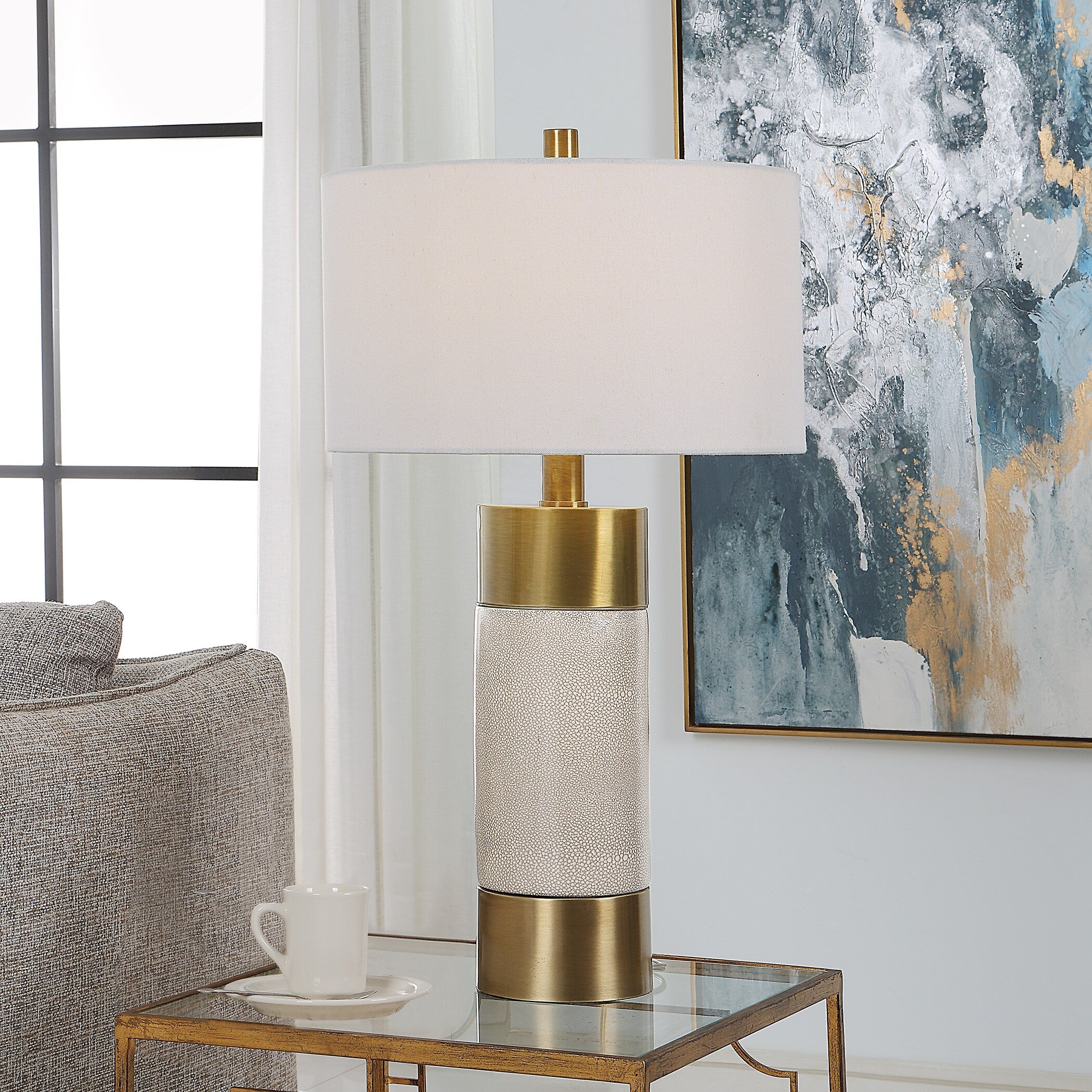 Uttermost Adelia Ivory & Brass Table Lamp - 17 W x 30.5 H x 17 D (inches)