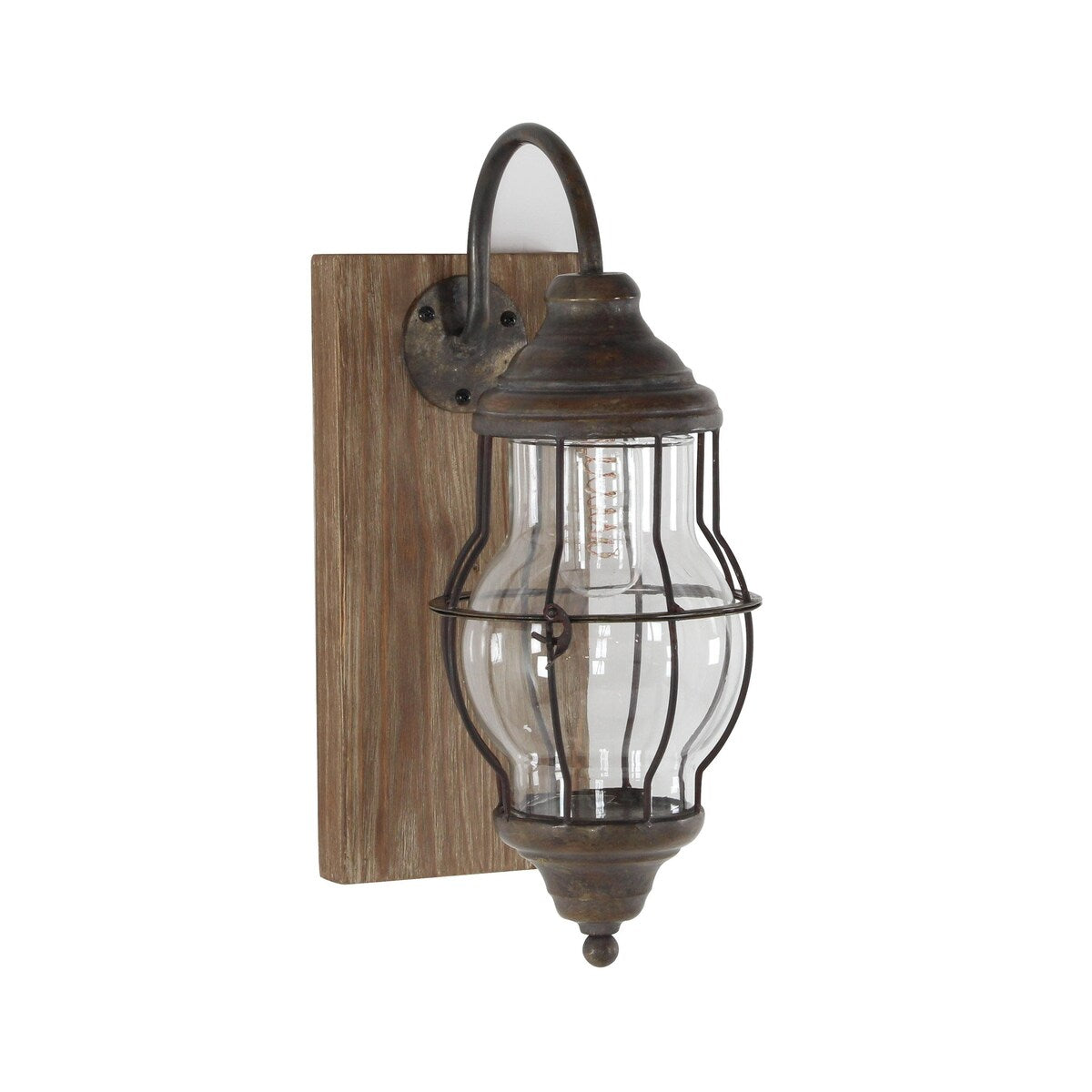 Metal Battery Operated Room Accent Lamp with Included Fixed LED Light - Brown - Roche River Decor