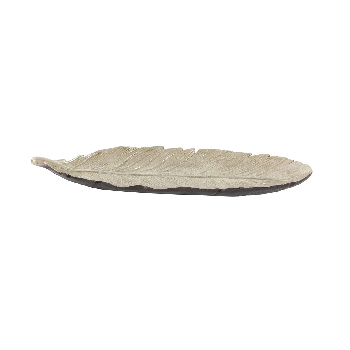 Polystone Bird Feather Decorative Decorative Bowl - Gold or Silver - Roche River Decor