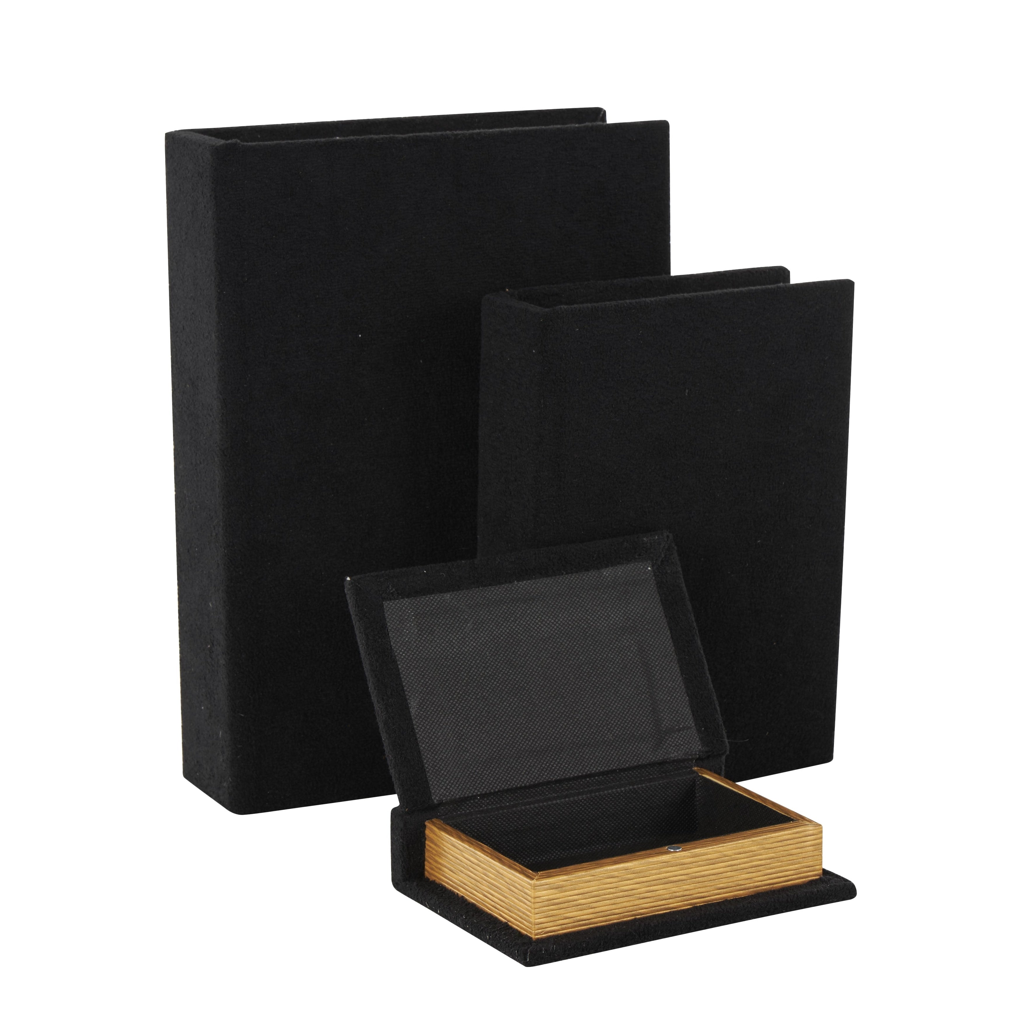 Linen Leather or Wooden Fabric Storage Book Decorative Box - Set of 3 or 4 Multi Colored - Roche River Decor