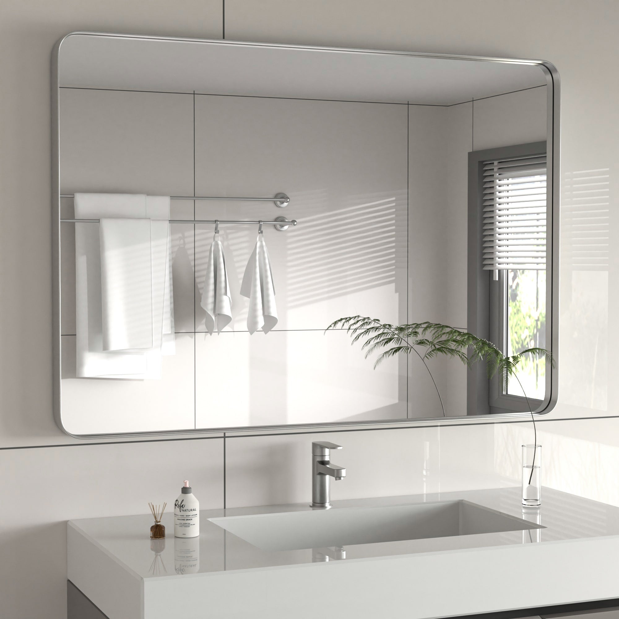 Stainless Steel Rectangular Mirror, Bathroom Mirror, Dressing Mirror, Wall Mirror, Decorative Mirror