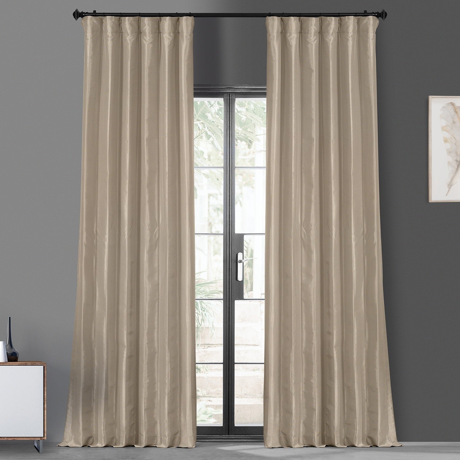 Exclusive Fabric Faux Silk Taffeta Solid Blackout Curtain (1 Panel)