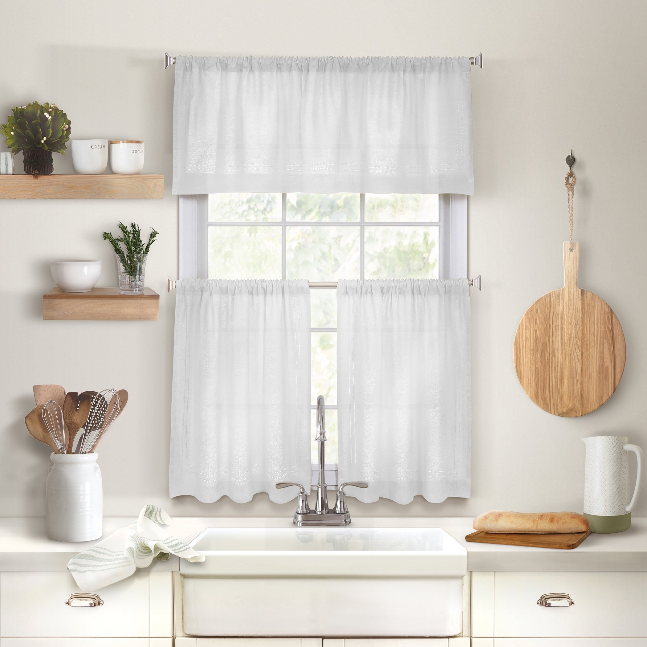 Elrene Cameron Rod Pocket Kitchen Curtain Tier Set of Two