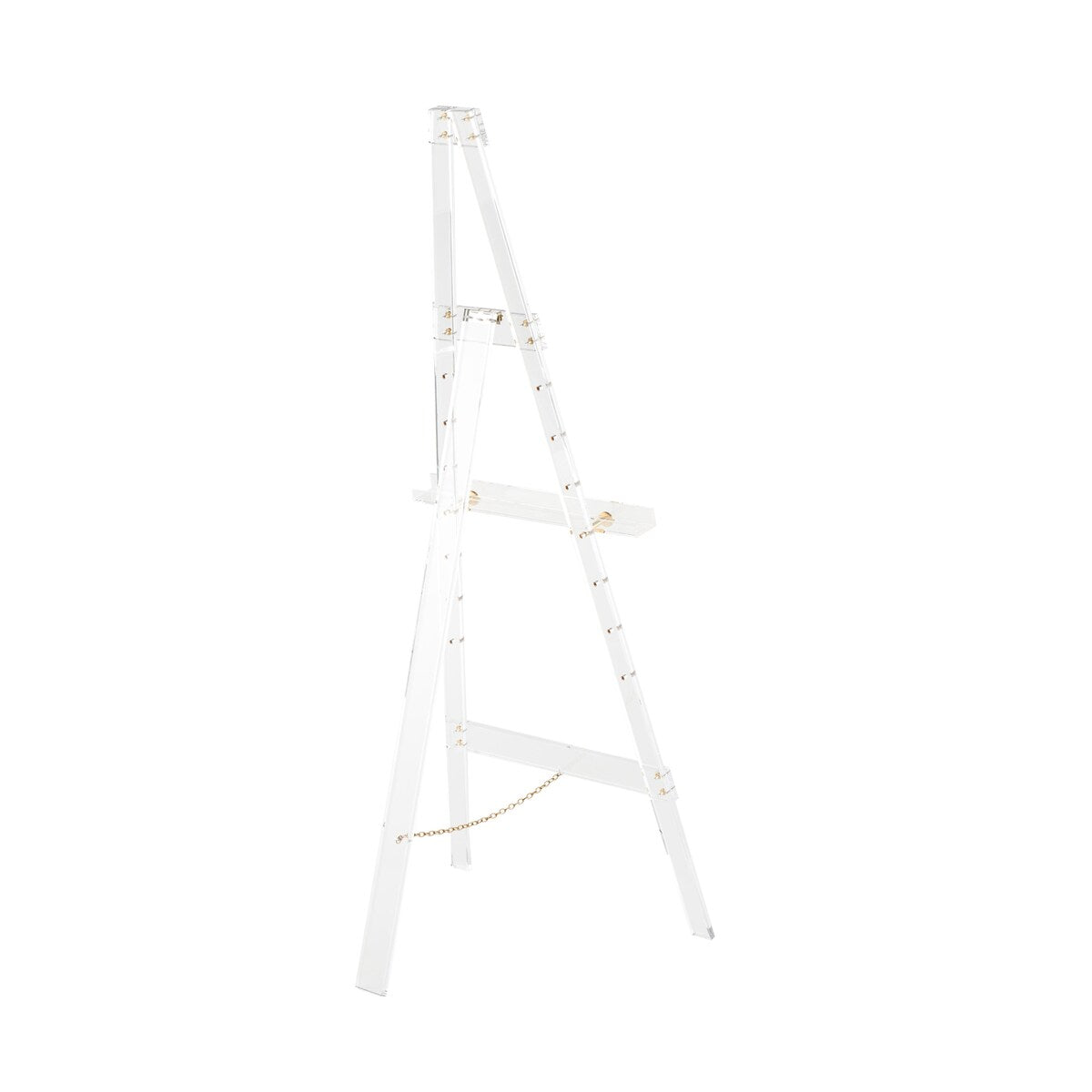 Acrylic Plastic Adjustable 7 Tier Display Easel with Silver or Gold Accents and Chain Support - Clear - Roche River Decor