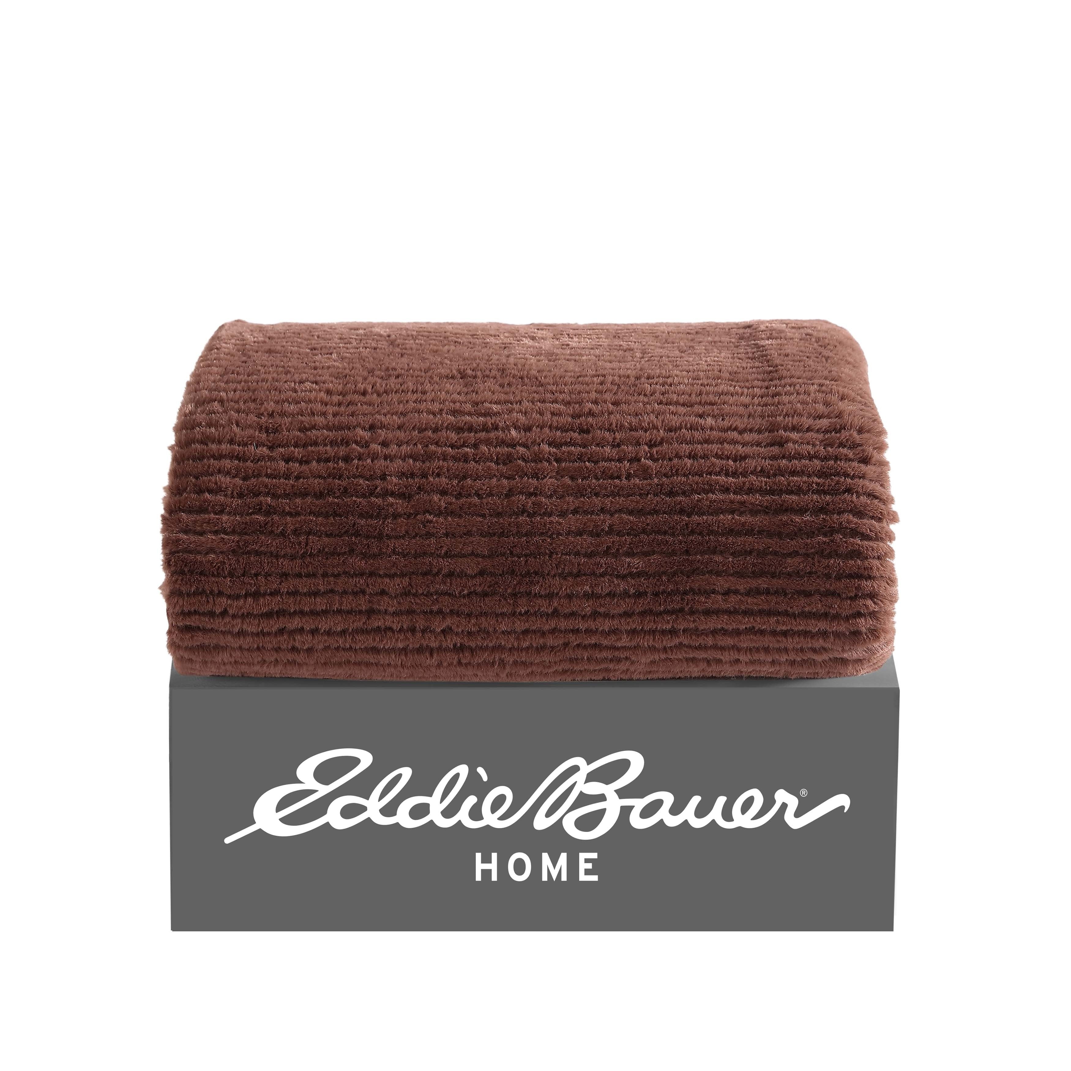 Eddie Bauer Ribbed Super Soft Textured- Solid Plush Throw Blanket