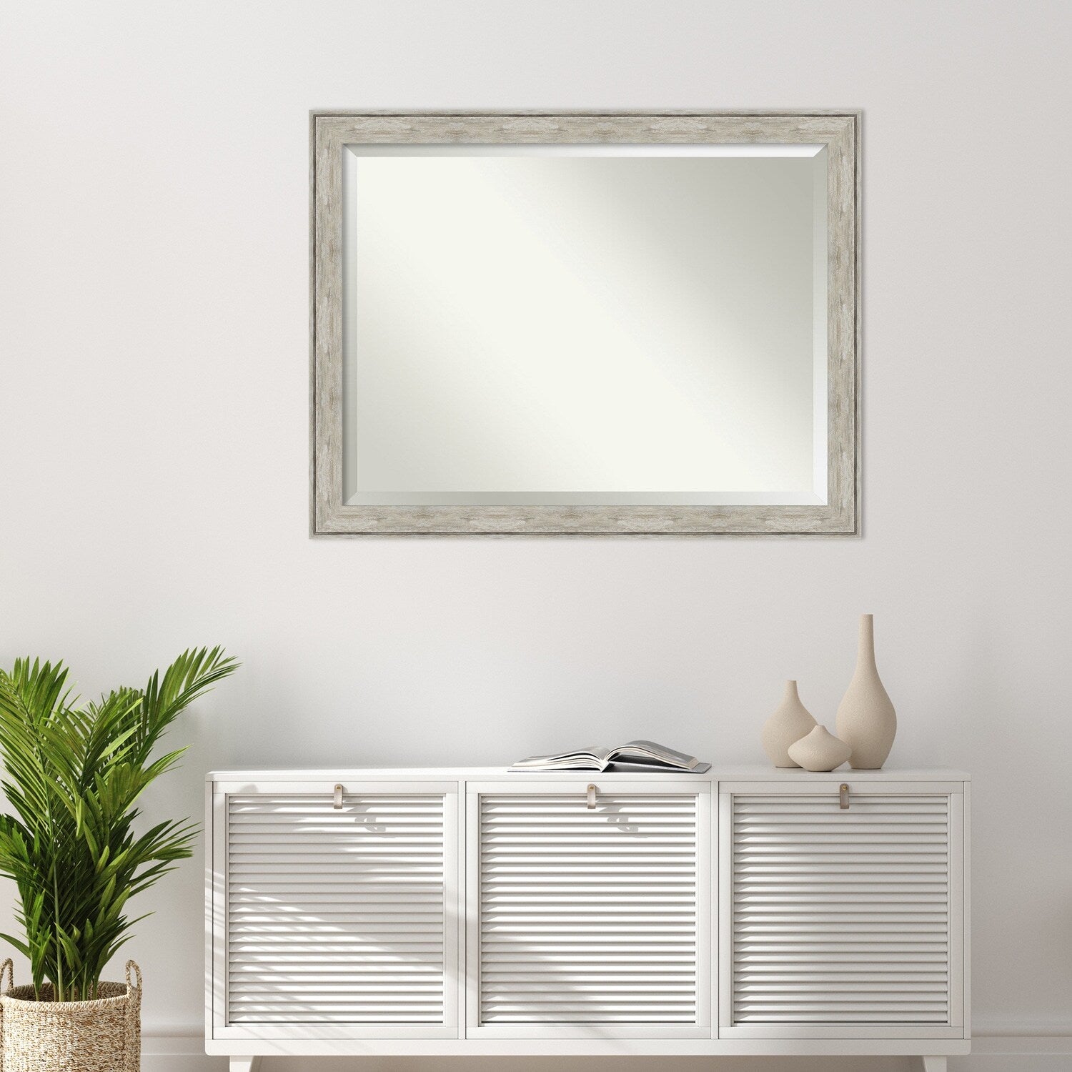 Beveled Bathroom Wall Mirror - Crackled Metallic Frame