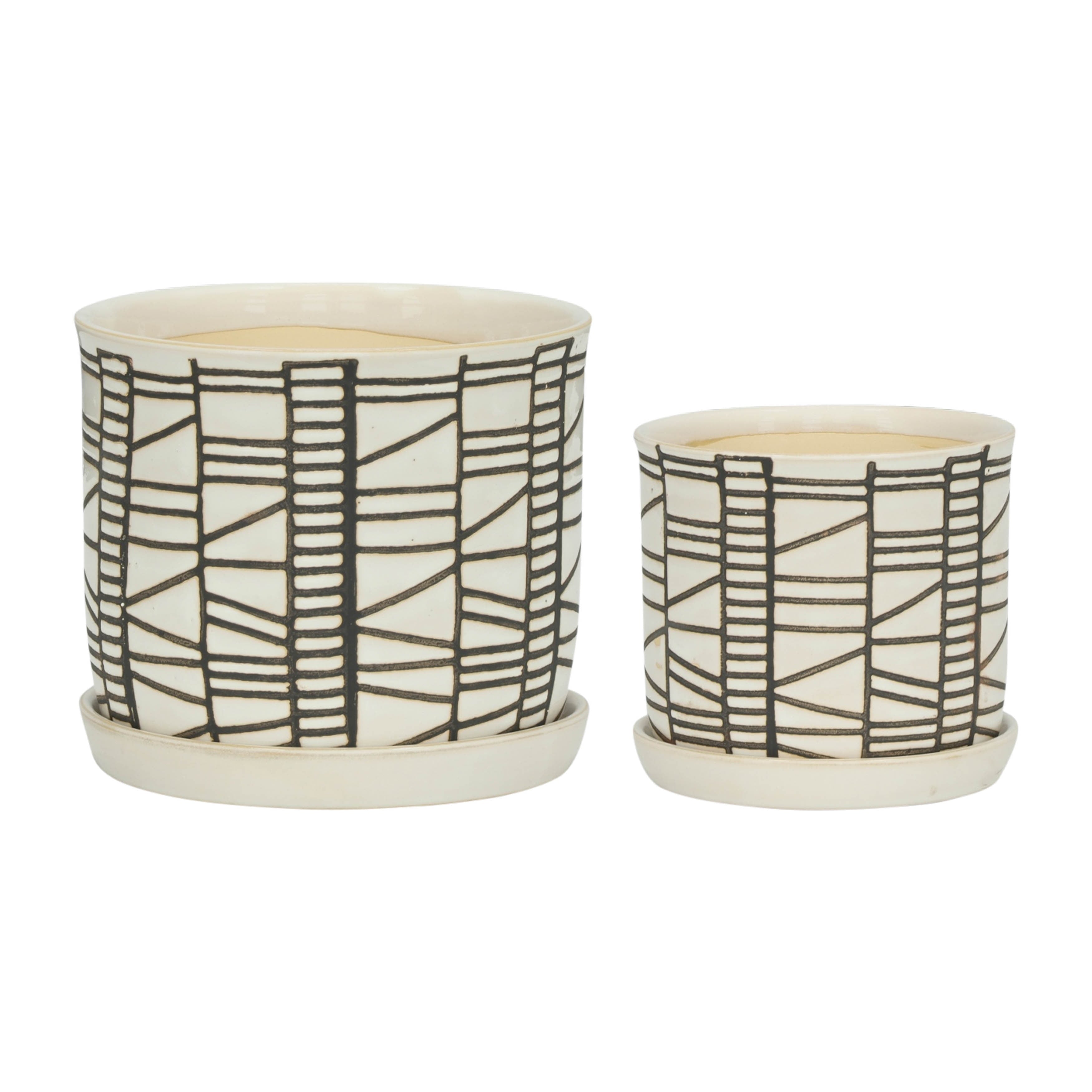 Sagebrook Home Modern Indoor or Outdoor Ceramic Planter Set of 2