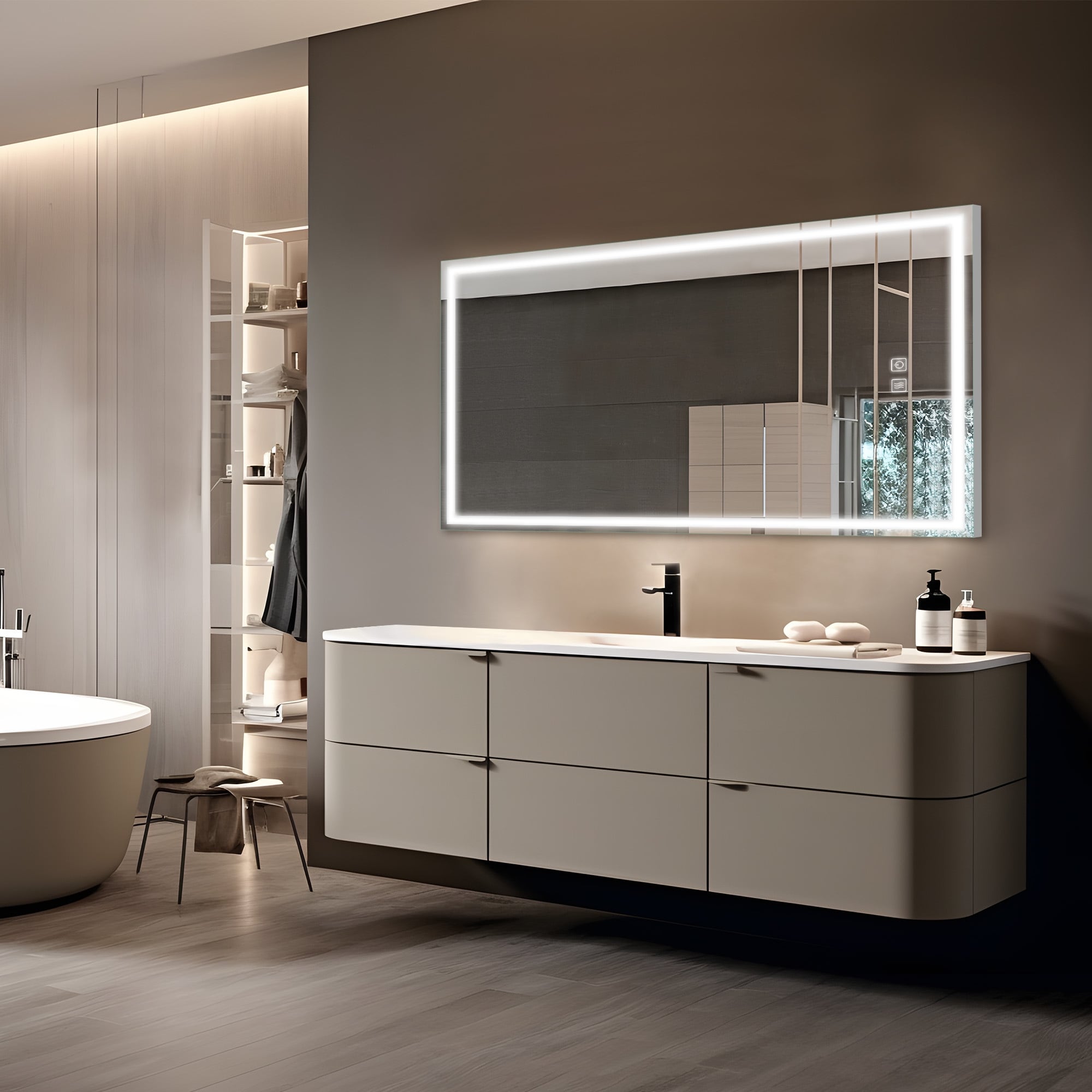 LED Mirror Bathroom Wall Mirror Vanity Mirror Waterproof Design