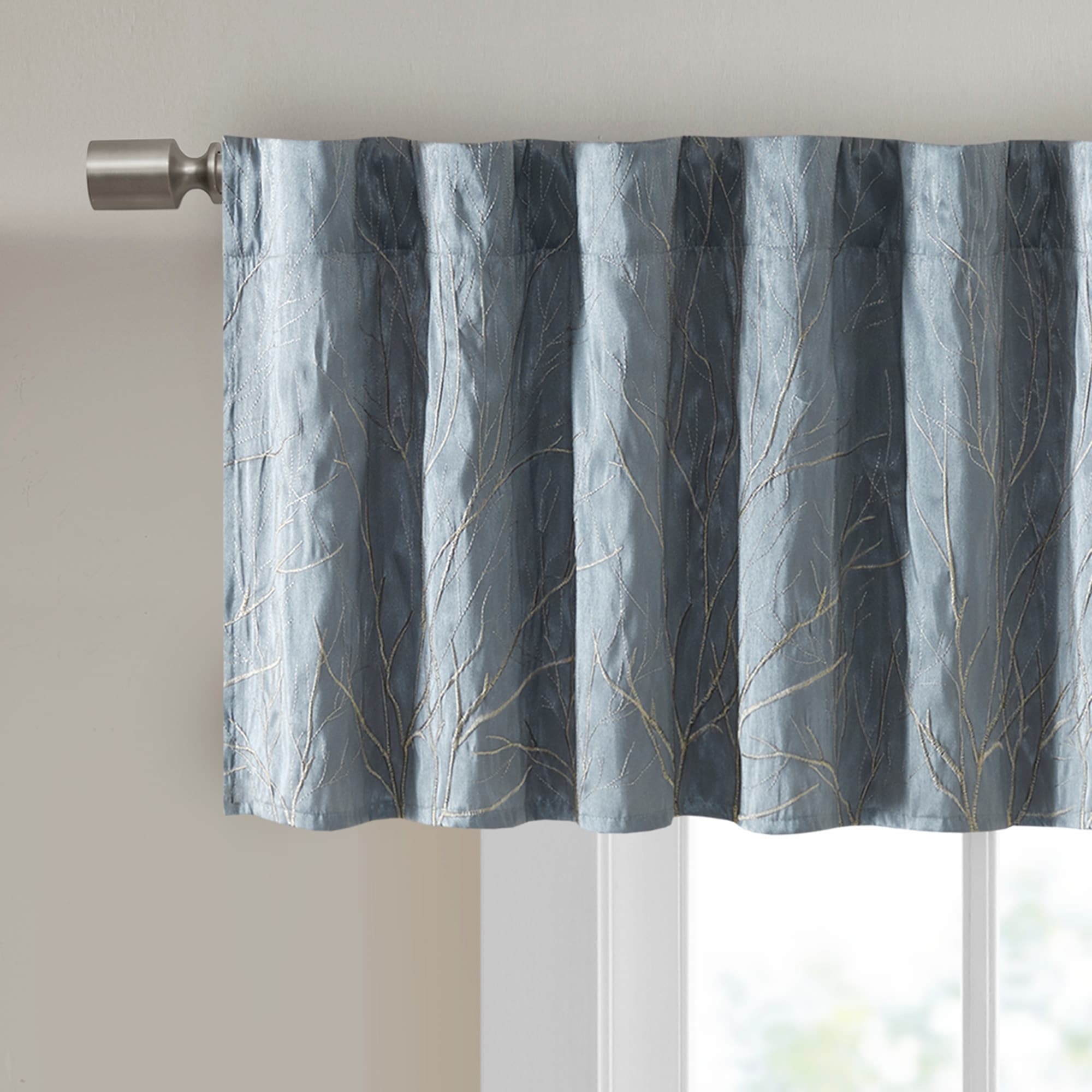 Madison Park Eliza Faux Silk Embroidered Window Valance - 50 x 18