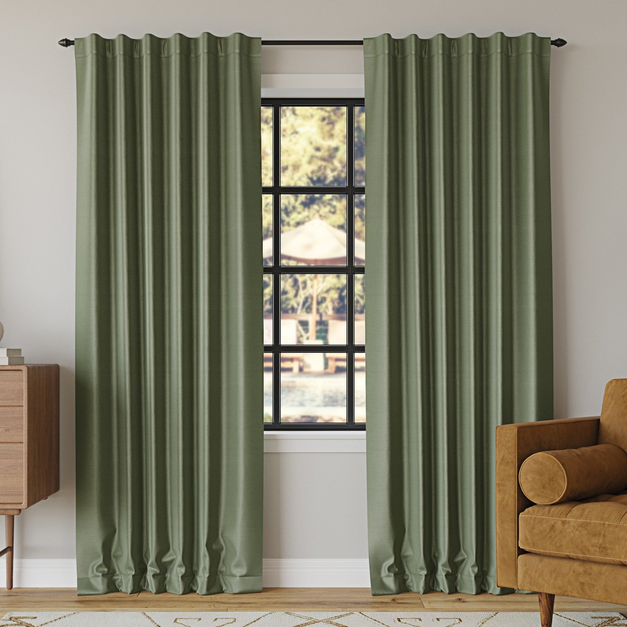 Sun Zero Evelina Faux Dupioni Silk Thermal Extreme Total Blackout Back Tab Curtain Panel, Single Panel