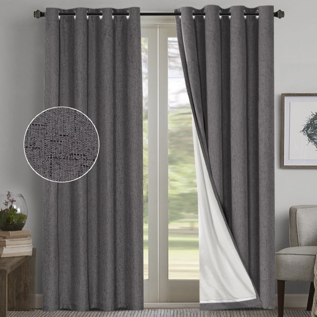 PrimeBeau Thermal Insulated Blackout Curtains w/Waterproof Coating