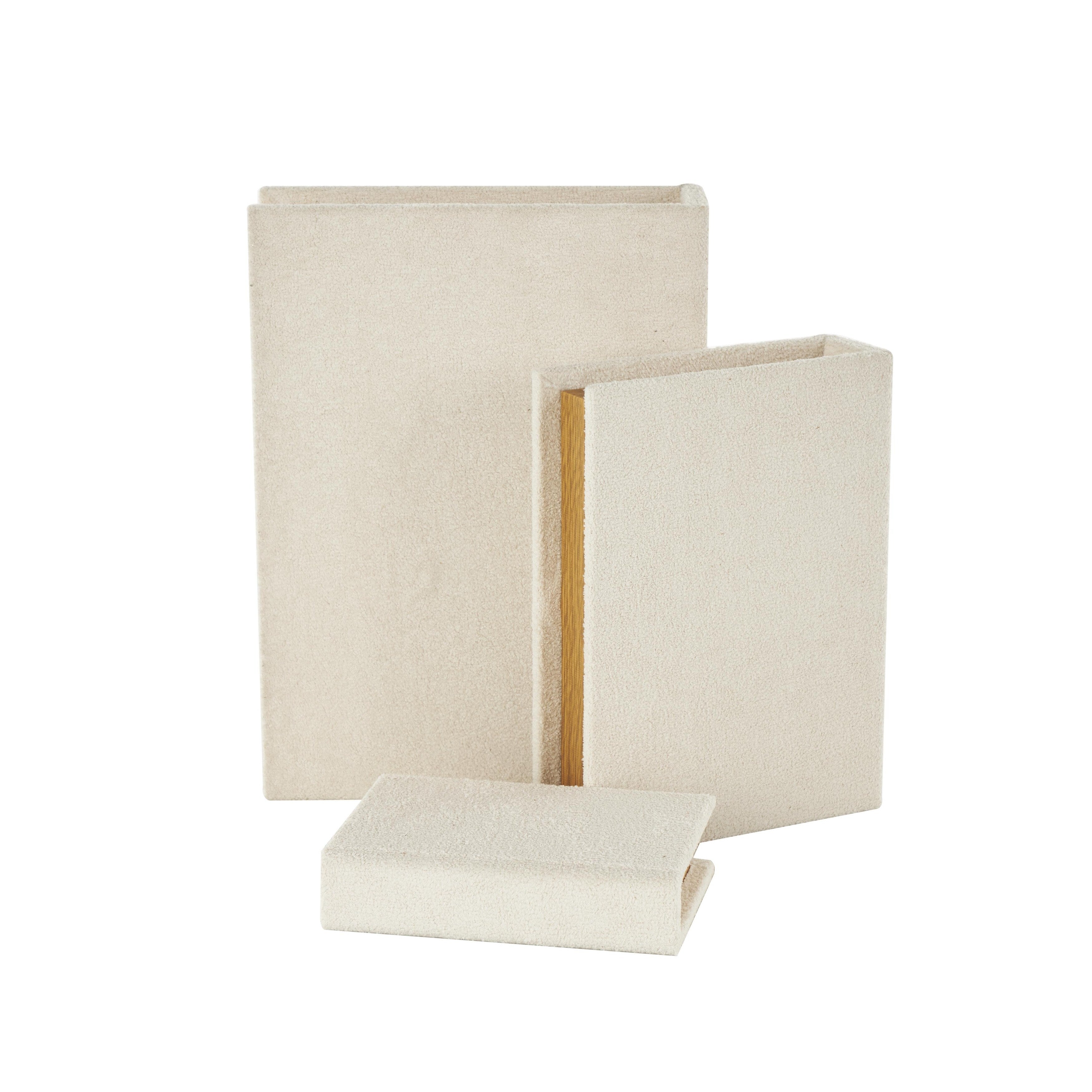 Linen Leather or Wooden Fabric Storage Book Decorative Box - Set of 3 or 4 Multi Colored - Roche River Decor