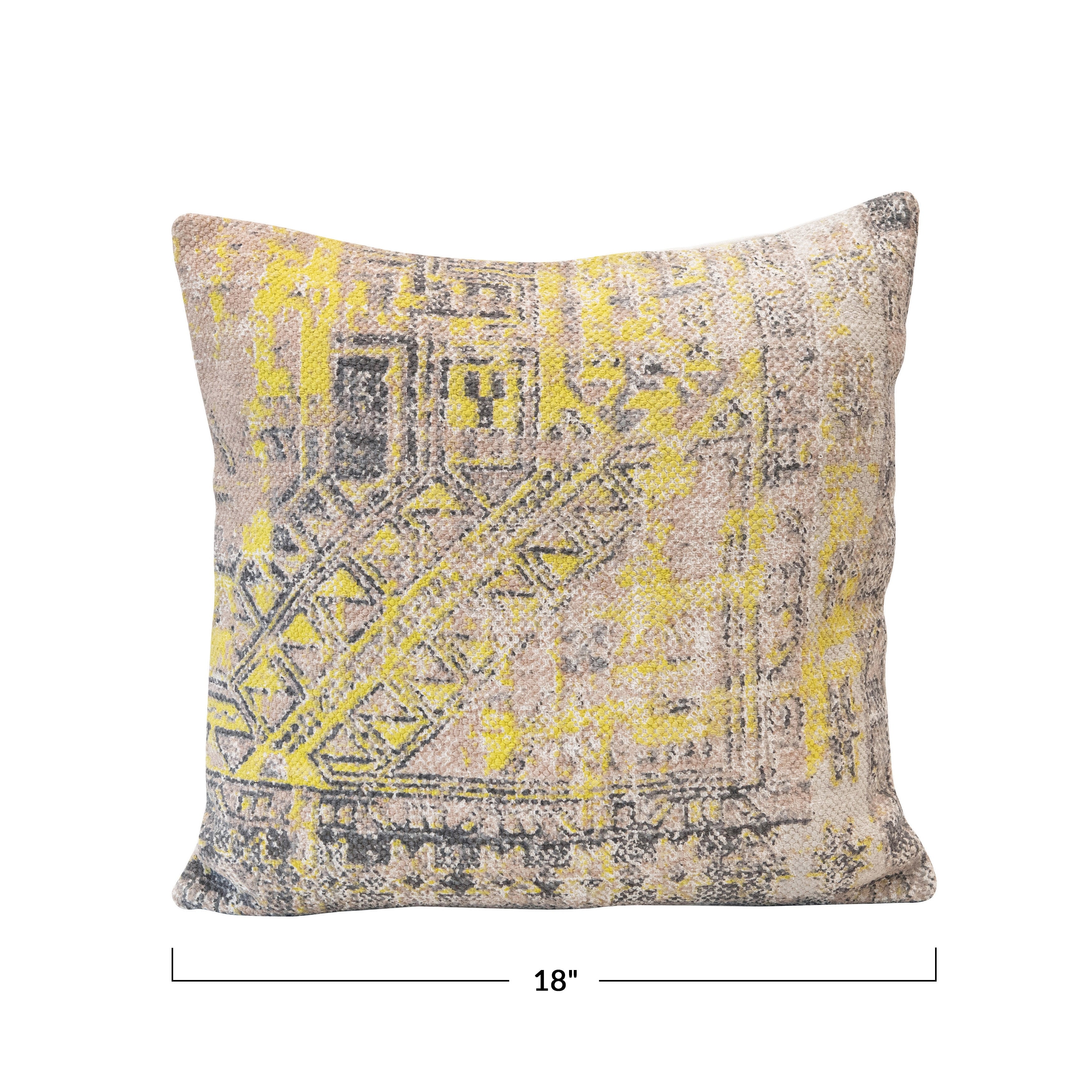 Stonewashed Cotton Printed Pillow, Multi Color