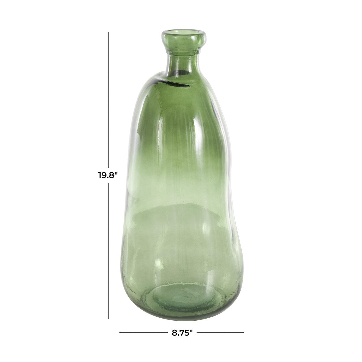 Recycled Glass Abstract Handmade Curved Spanish Bottle Decorative Vase - Green, Blue, Clear, Brown - Roche River Decor