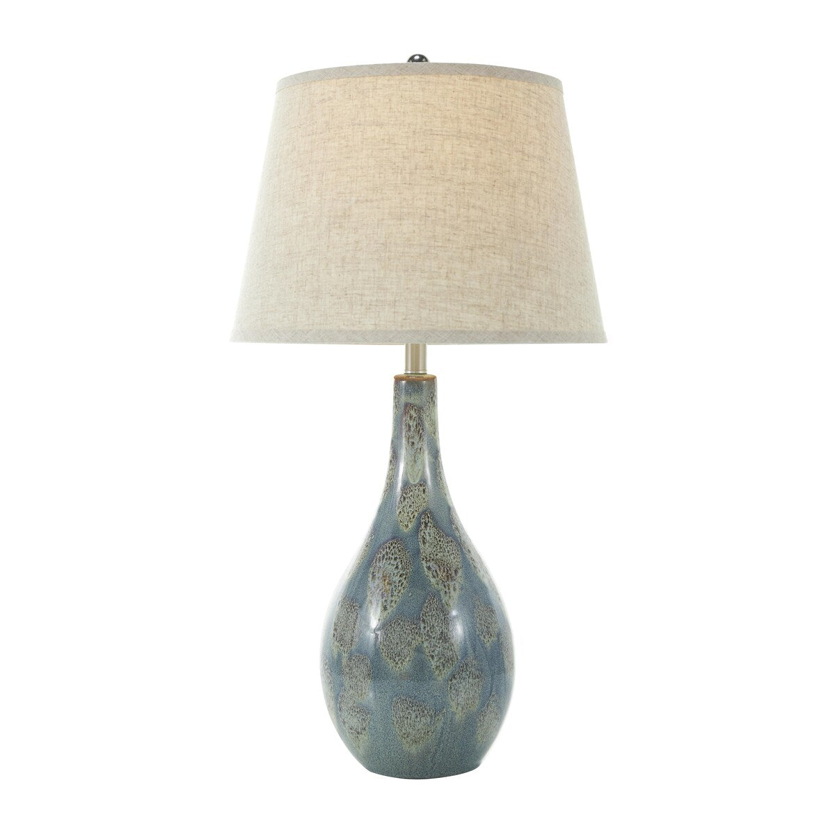 Ceramic Abstract Textured Room Table Lamp with Drum Shade - Set of 2 Teal - Roche River Decor