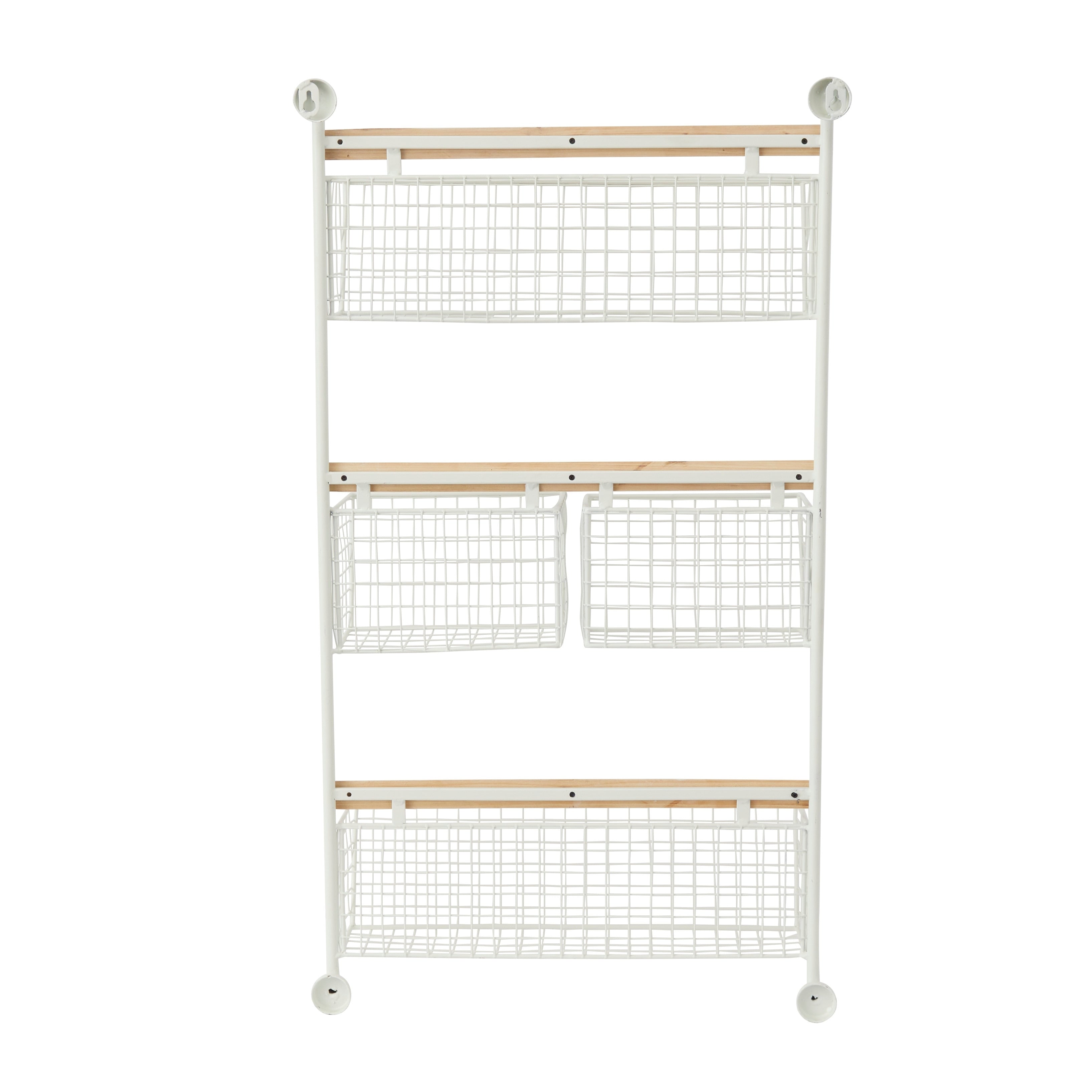 Metal Wall Mounted 4 Hanging Baskets Magazine Rack Holder - White or Black
