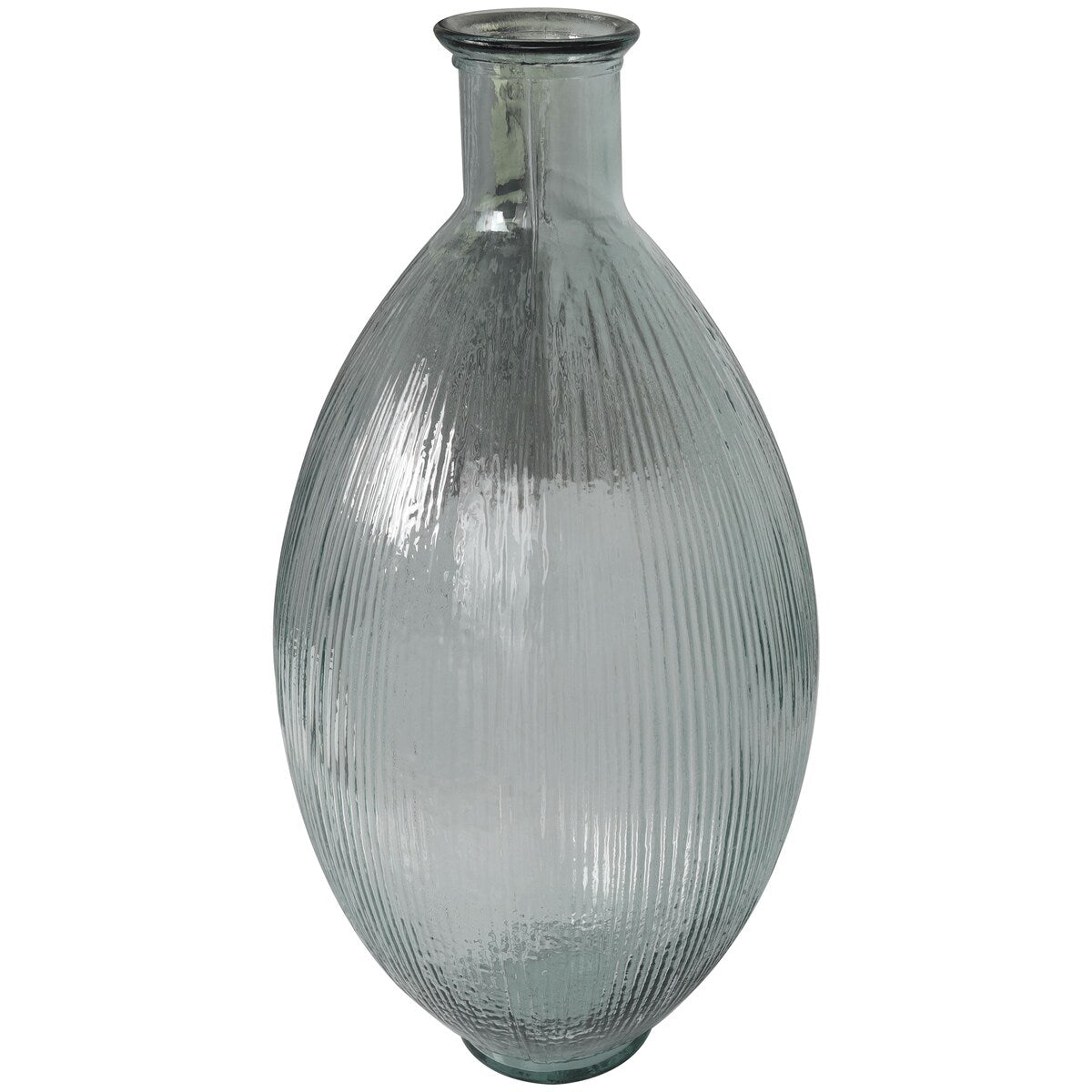 Recycled Glass Handmade Ribbed Spanish Bottle Decorative Vase - Clear - Roche River Decor