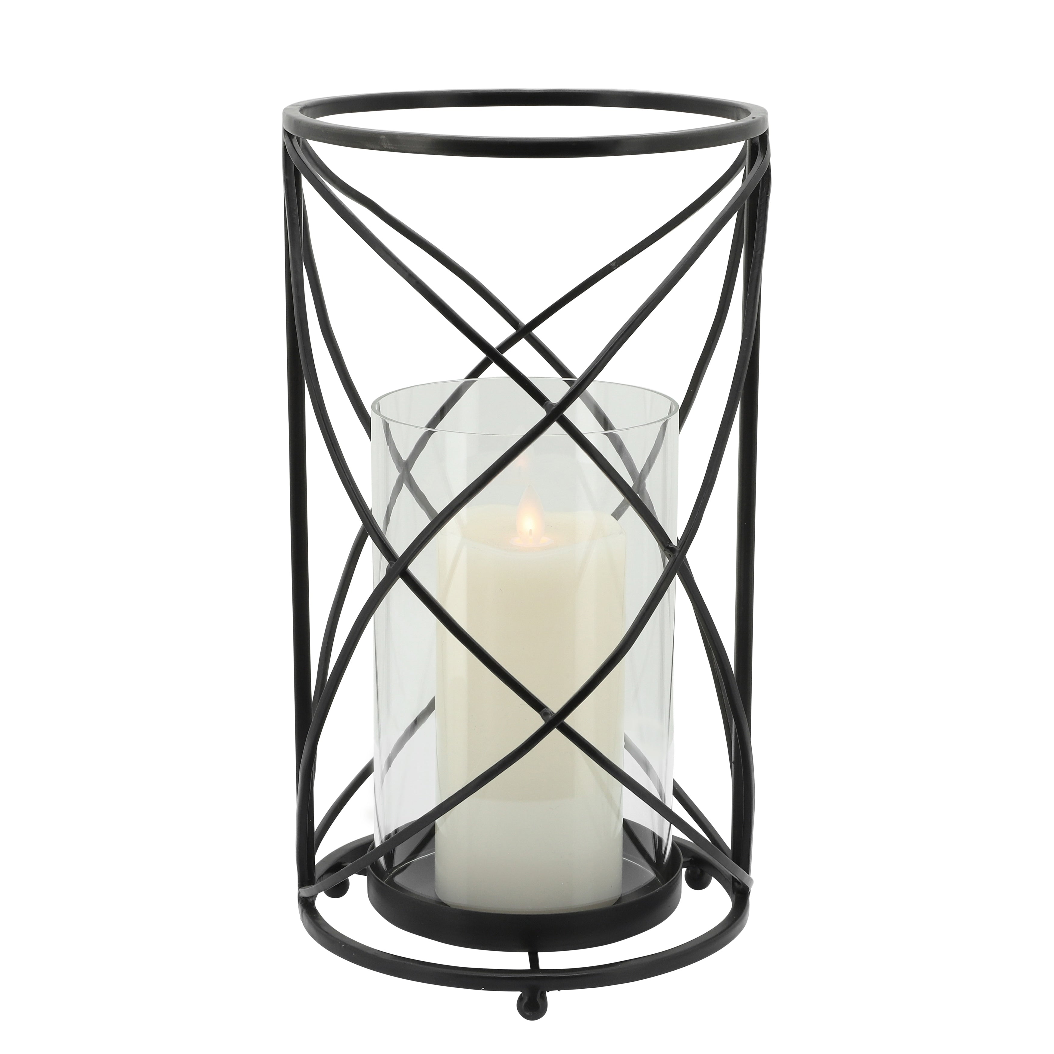 Sagebrook Home Modern Glam Glass and Metal Hurricane Candle Holder