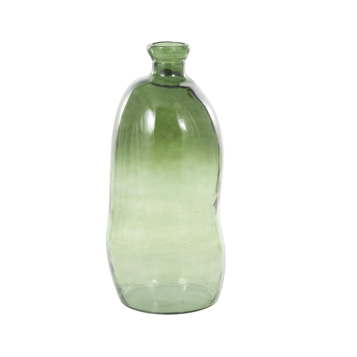 Recycled Glass Abstract Handmade Curved Spanish Bottle Decorative Vase - Green, Blue, Clear, Brown - Roche River Decor