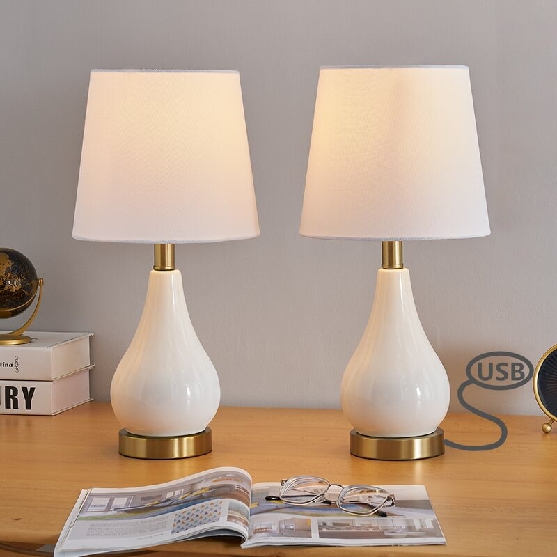 17.5 Table Lamp Set with USB (Set of 2)