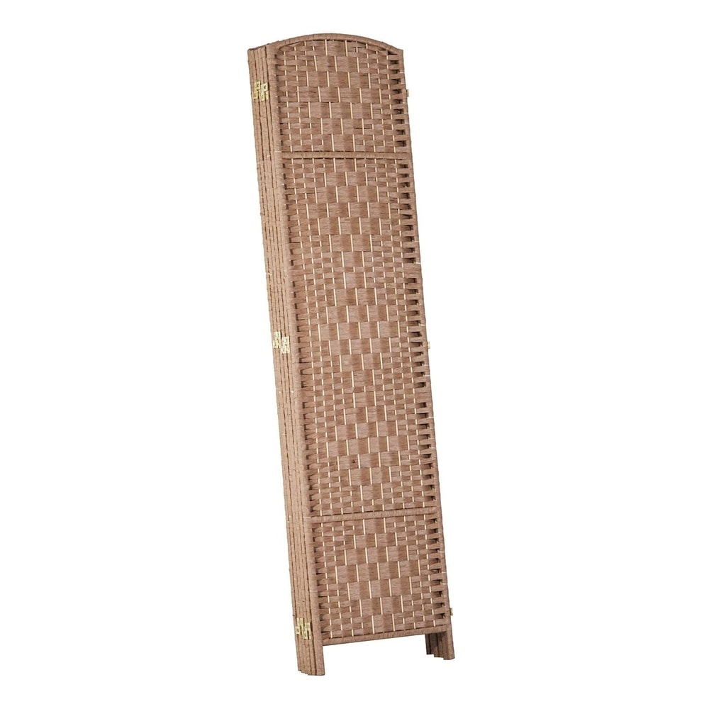 HomCom 6' Tall Wicker Weave Six Panel Room Divider Privacy Screen - Natural Blonde Wood