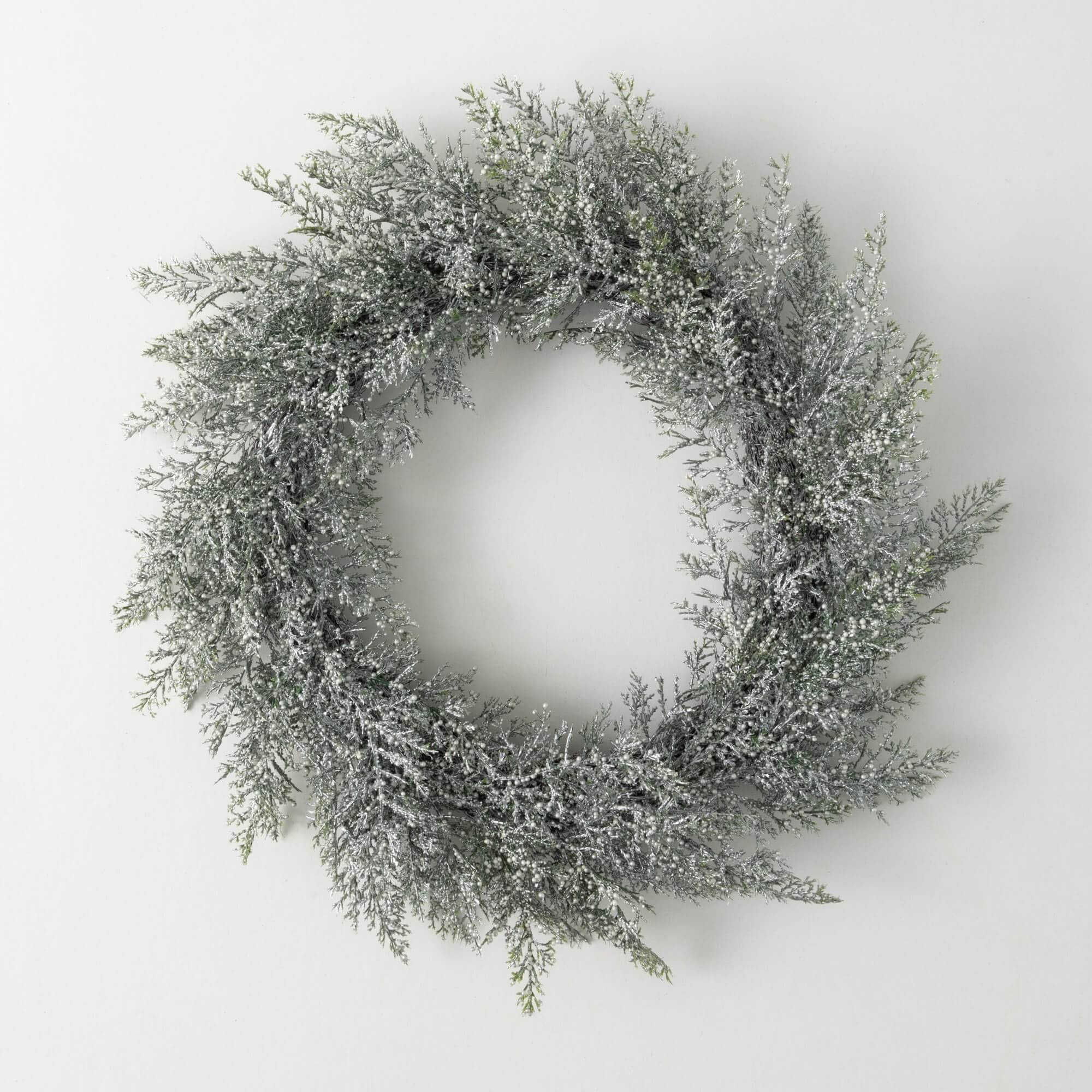 Sullivans Artificial Christmas White Bubble Cedar Wreath