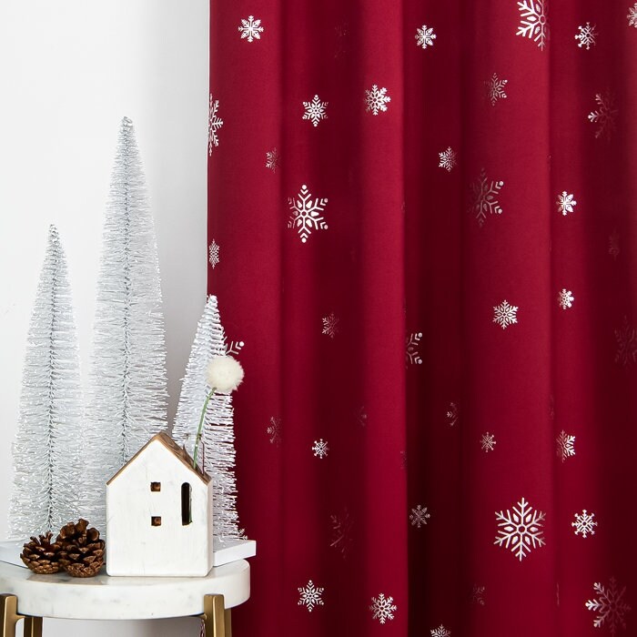 Aurora Home Silver Foil Snowflake Thermal Insulated Blackout Curtains