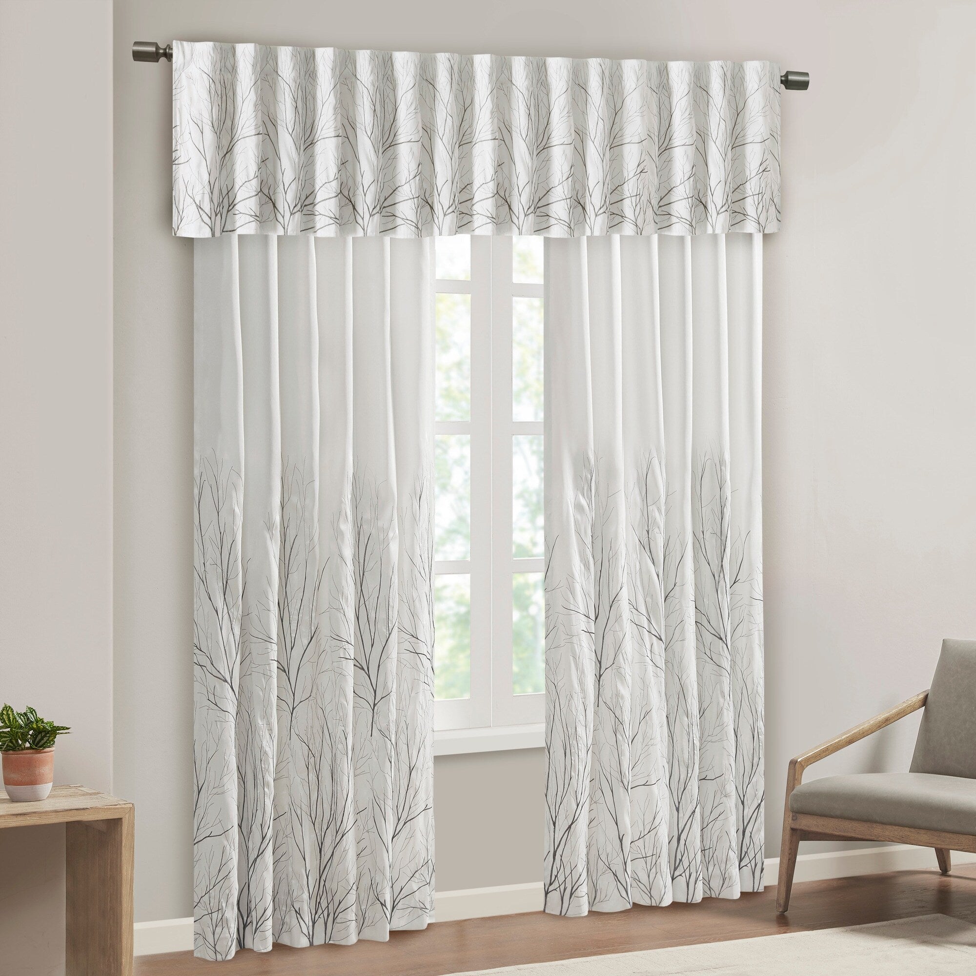 Madison Park Eliza Faux Silk Embroidered Window Valance - 50 x 18