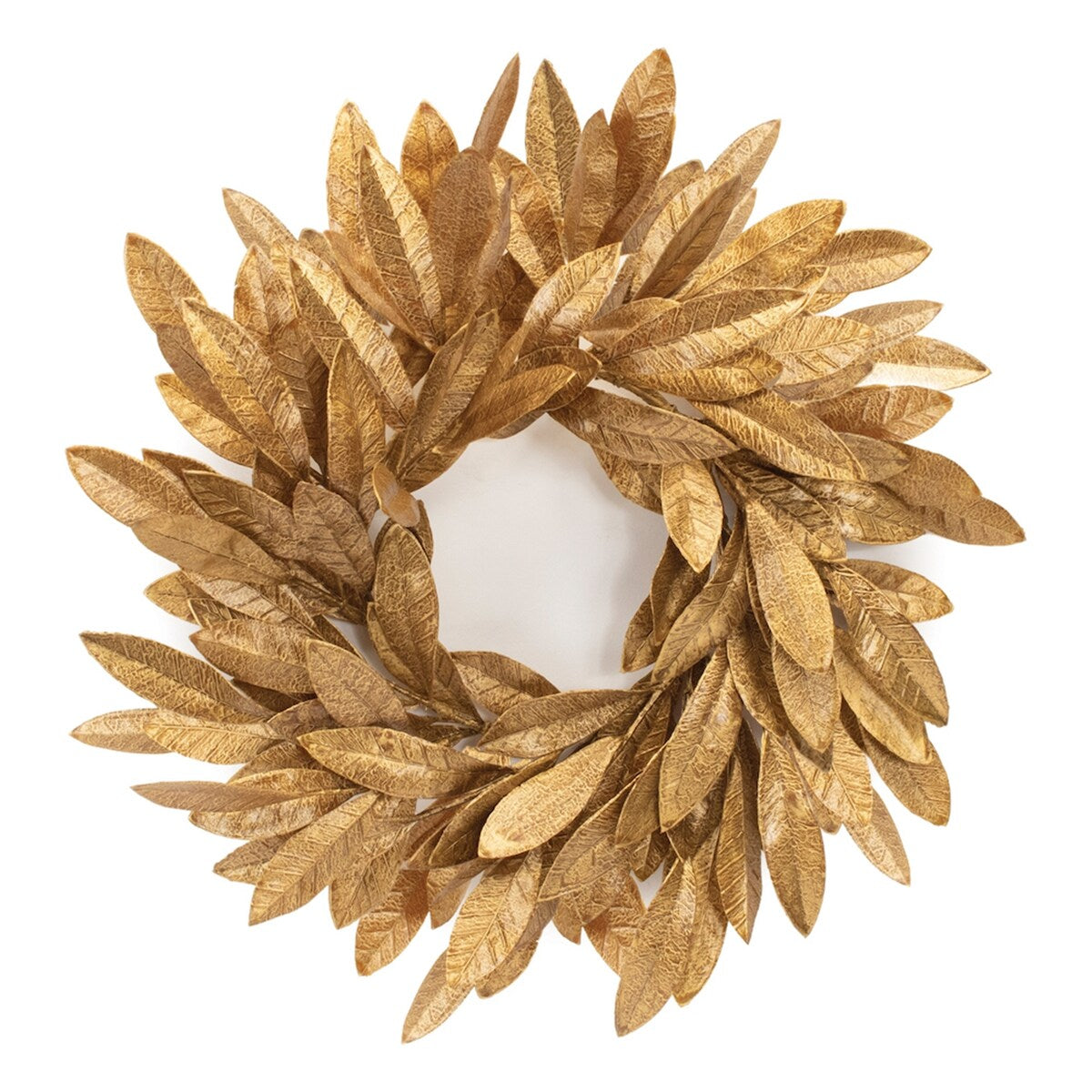 Metallic Bay Leaf Wreath 14D - Gold